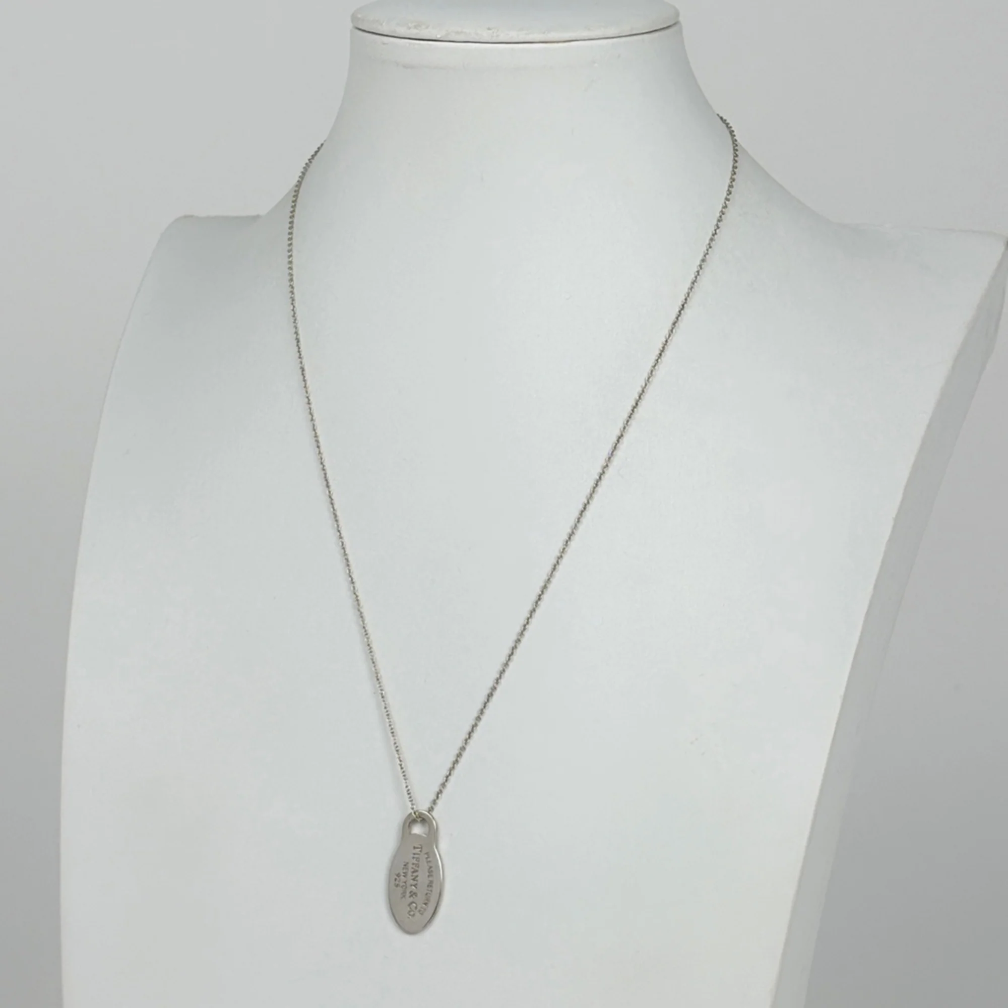 Oval Tag Pendant Necklace Sterling Silver - Image 5