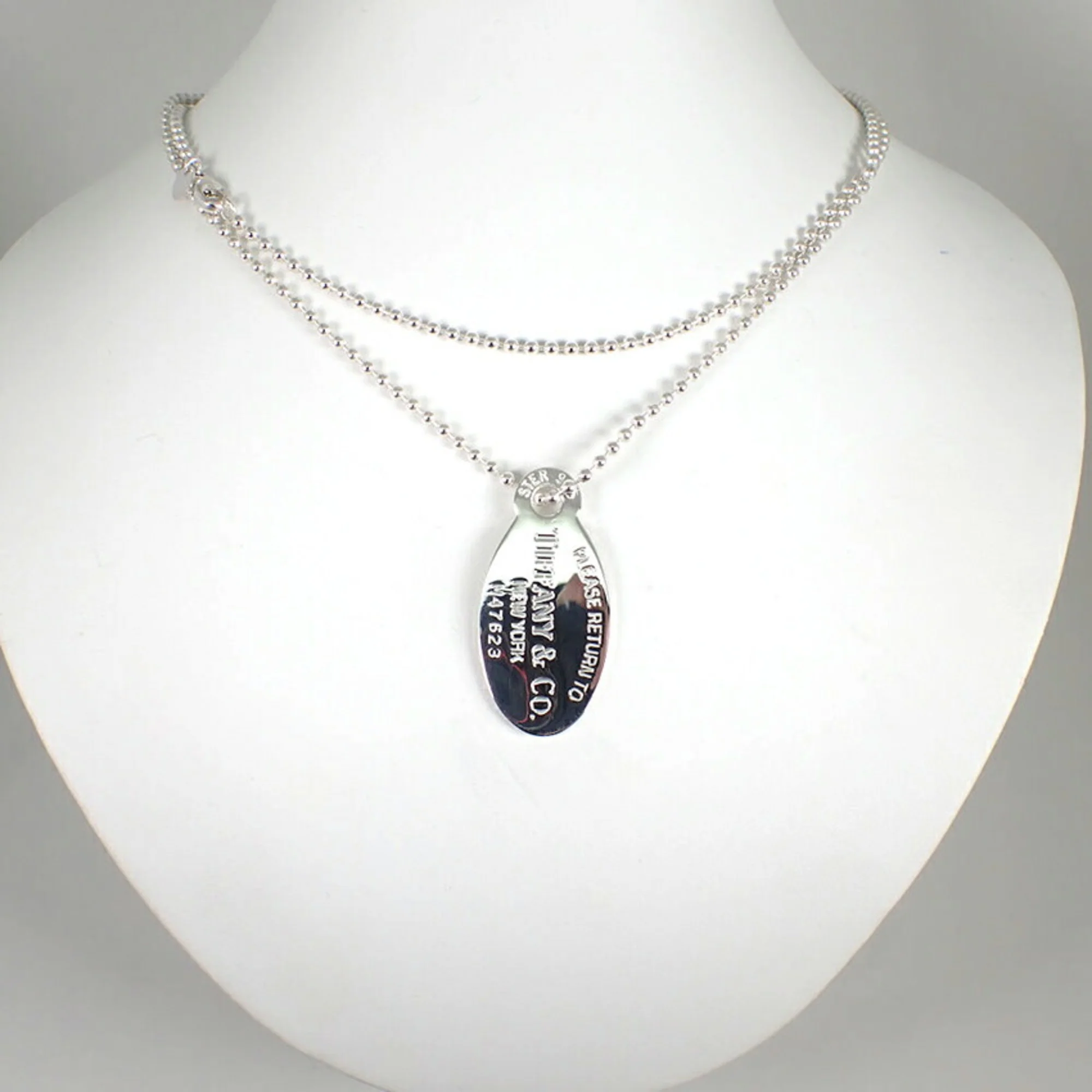Oval Tag Pendant Necklace Sterling Silver - Image 3