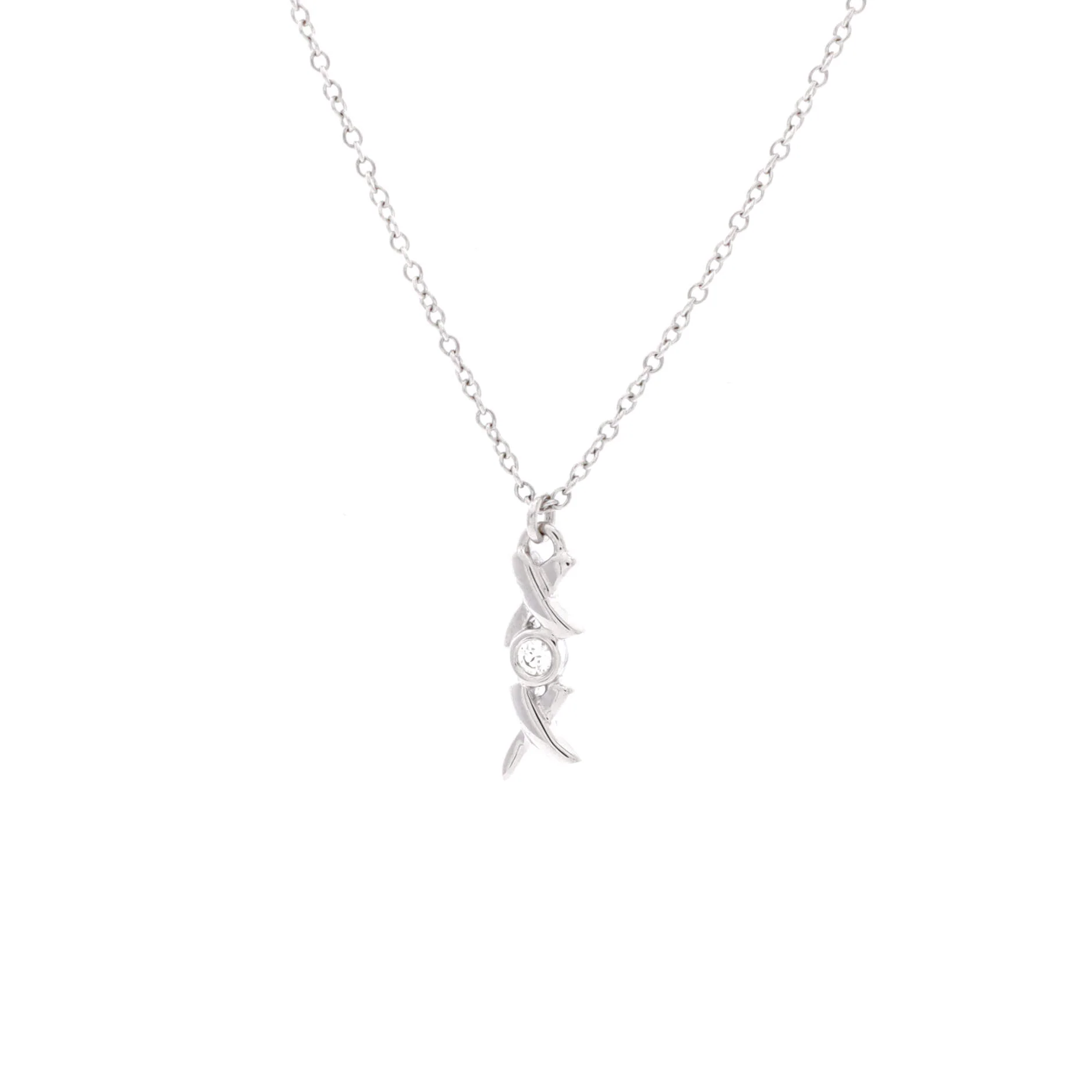 Paloma Picasso Graffiti Love and Kisses XOX Pendant Necklace 18K White Gold with Diamond