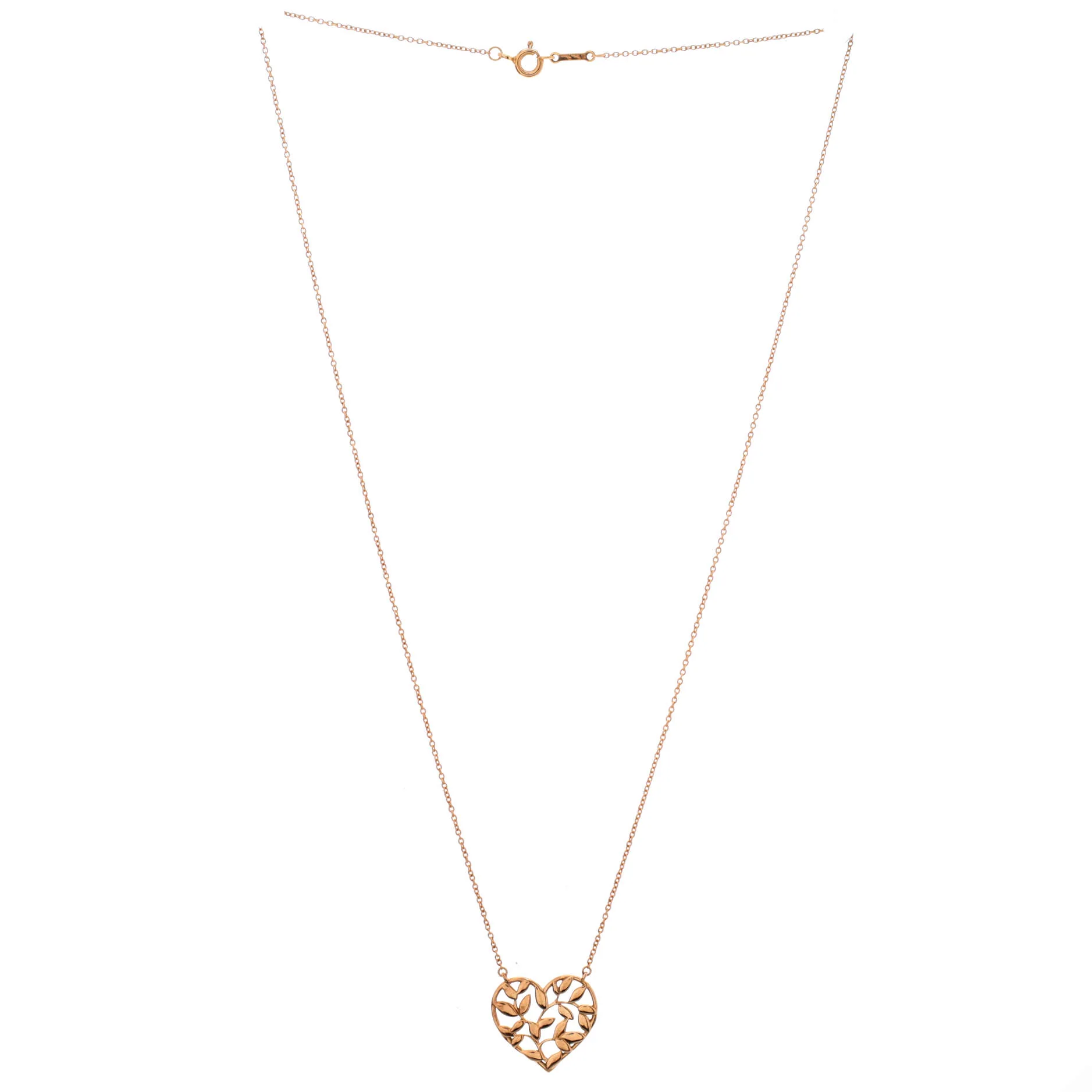 Paloma Picasso Olive Leaf Heart Pendant Necklace 18K Rose Gold - Image 2