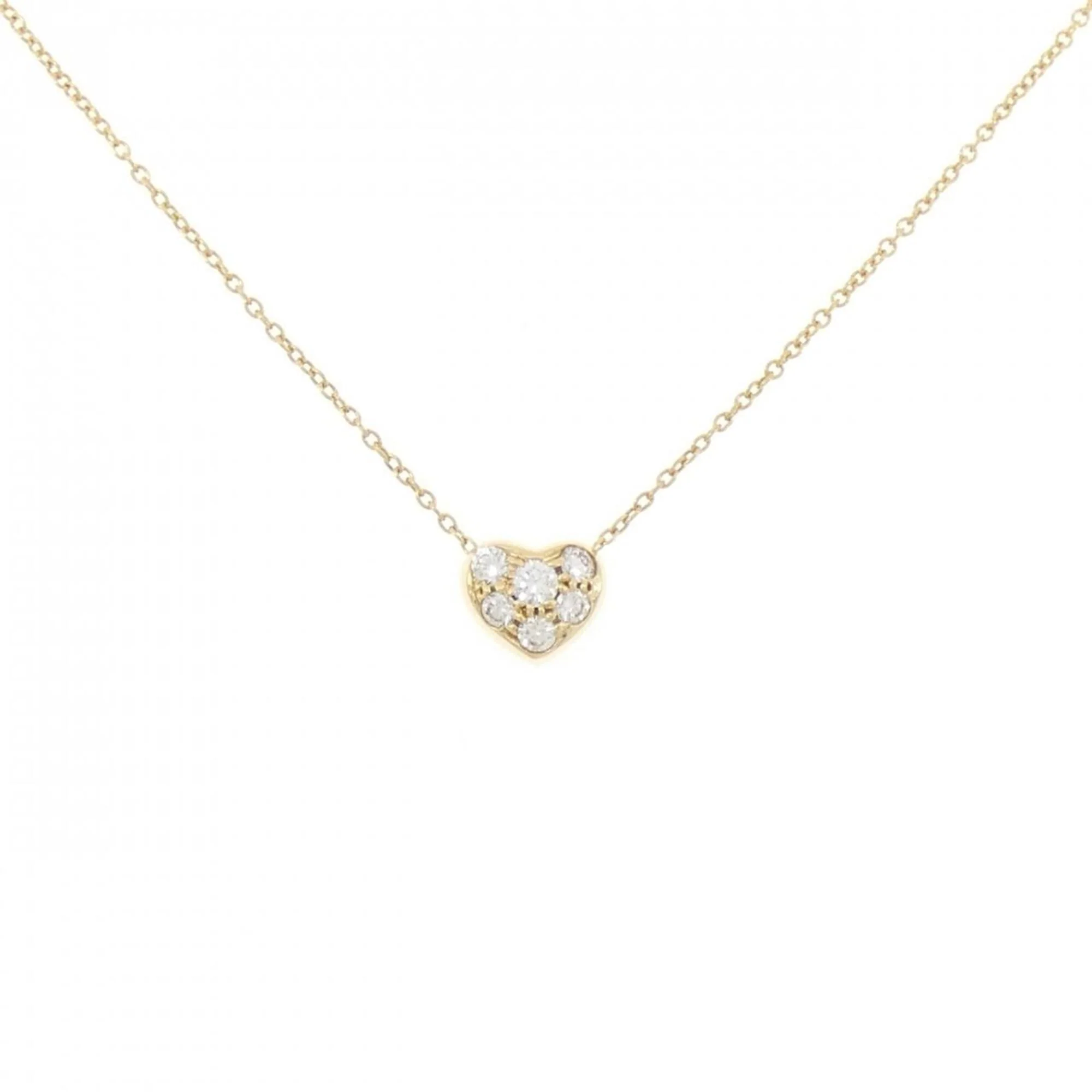 Pave Heart Pendant Necklace 18K Yellow Gold with Diamond