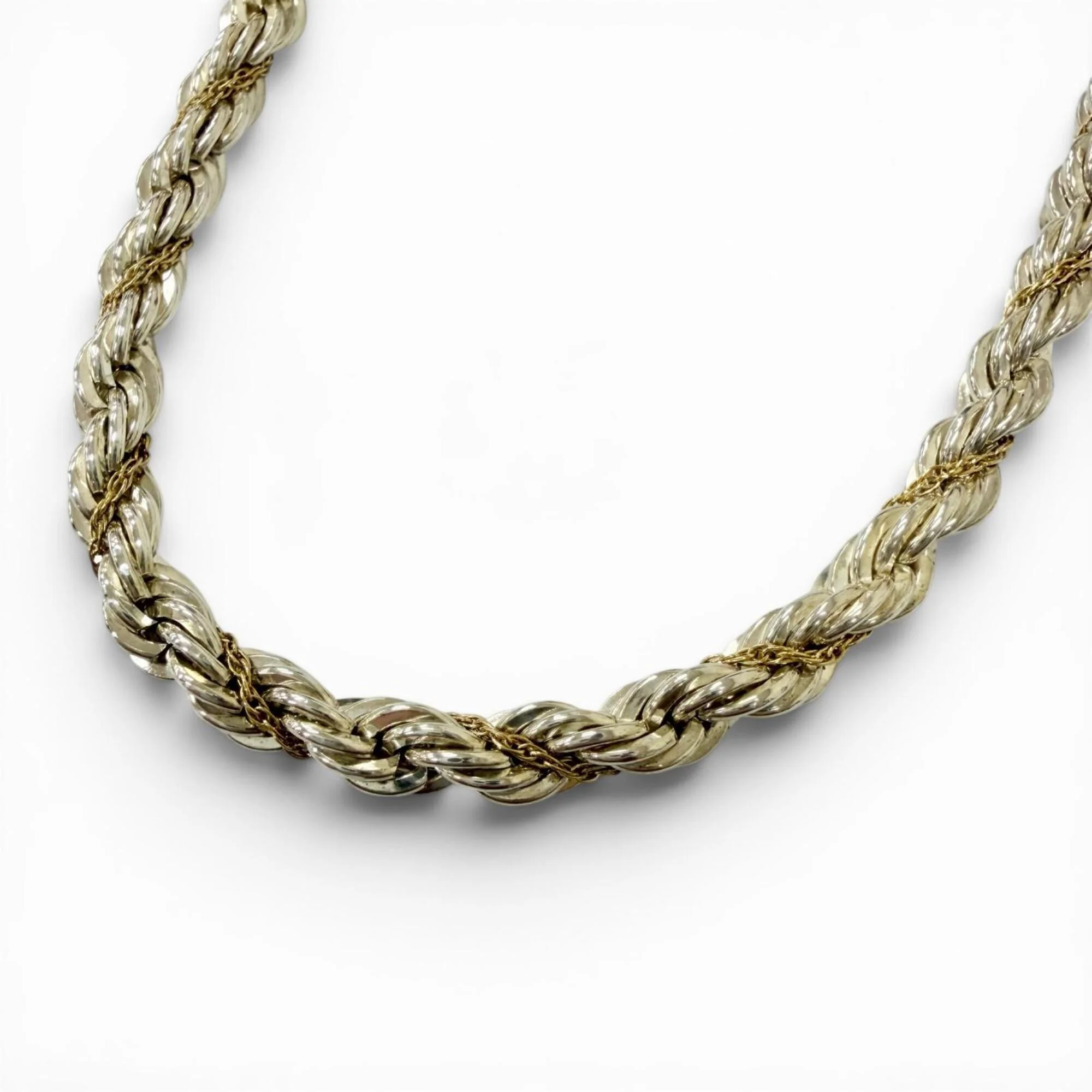 Pendant Necklace 18K Gold and Sterling Silver