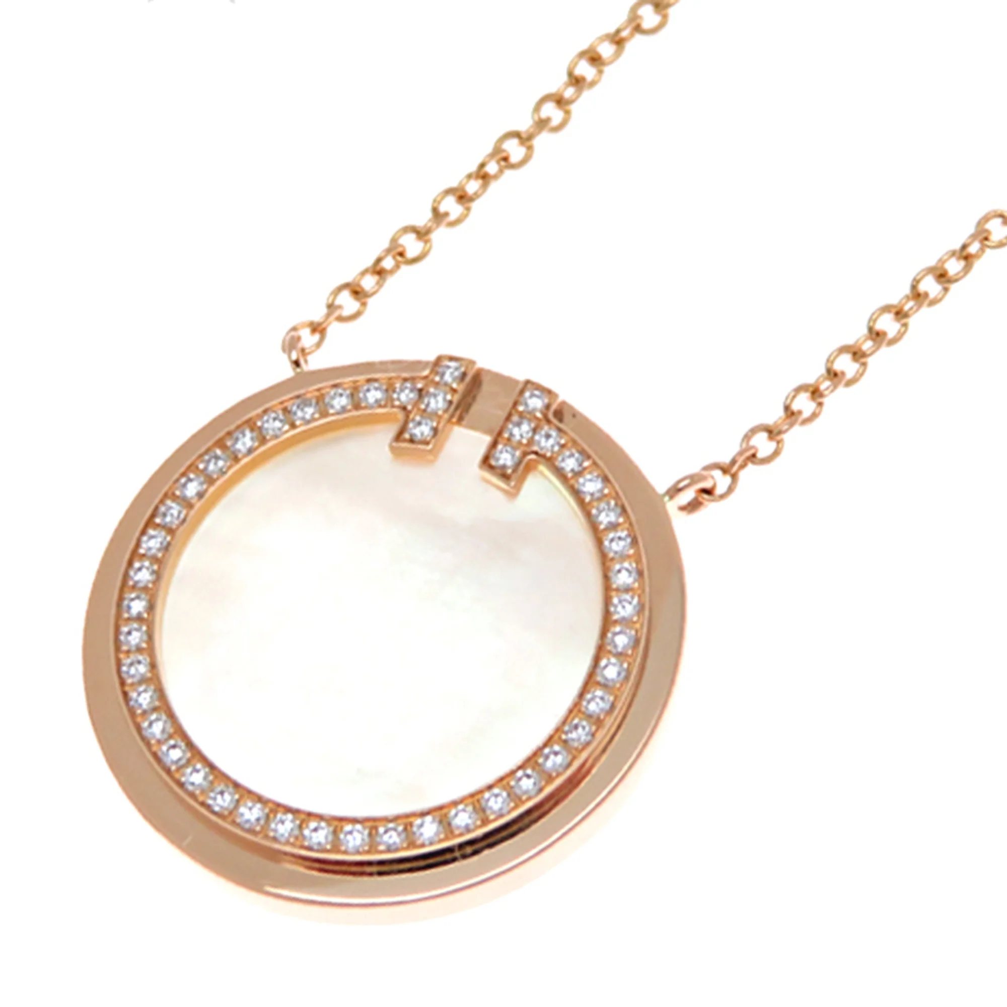 Pendant Necklace 18K Rose Gold With Diamond and Mother of Pearl - Image 2