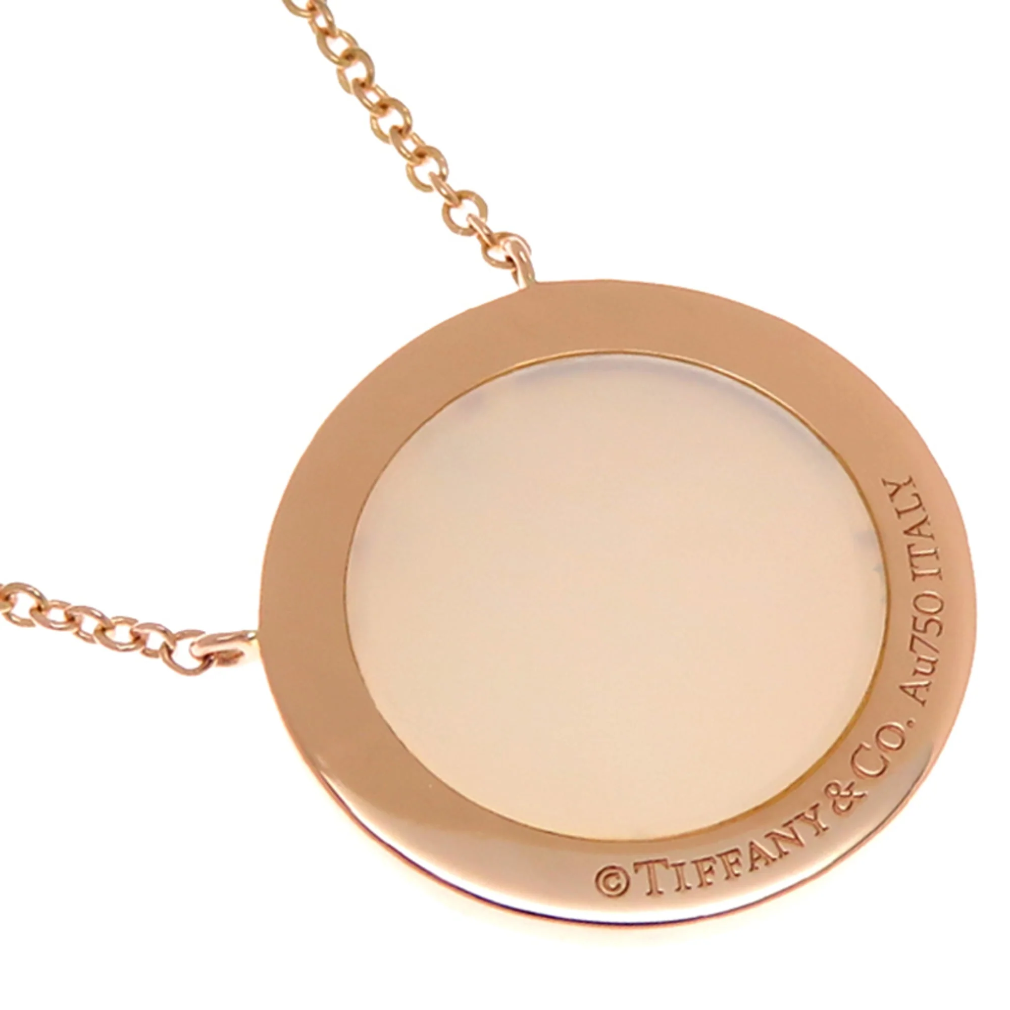Pendant Necklace 18K Rose Gold With Diamond and Mother of Pearl - Image 3