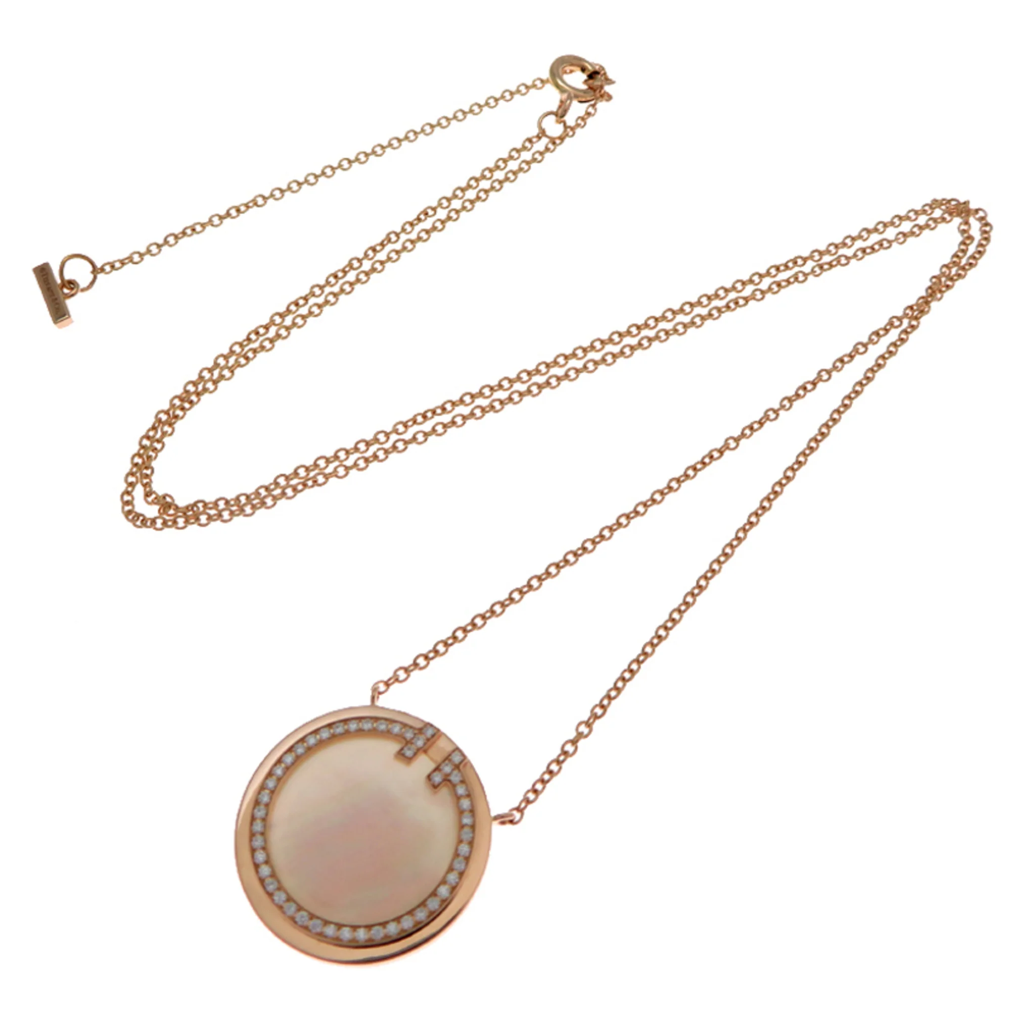 Pendant Necklace 18K Rose Gold With Diamond and Mother of Pearl - Image 8