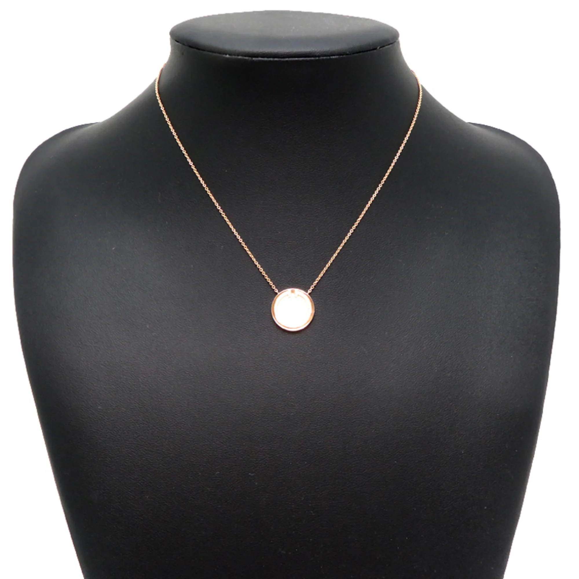Pendant Necklace 18K Rose Gold With Diamond and Mother of Pearl - Image 9