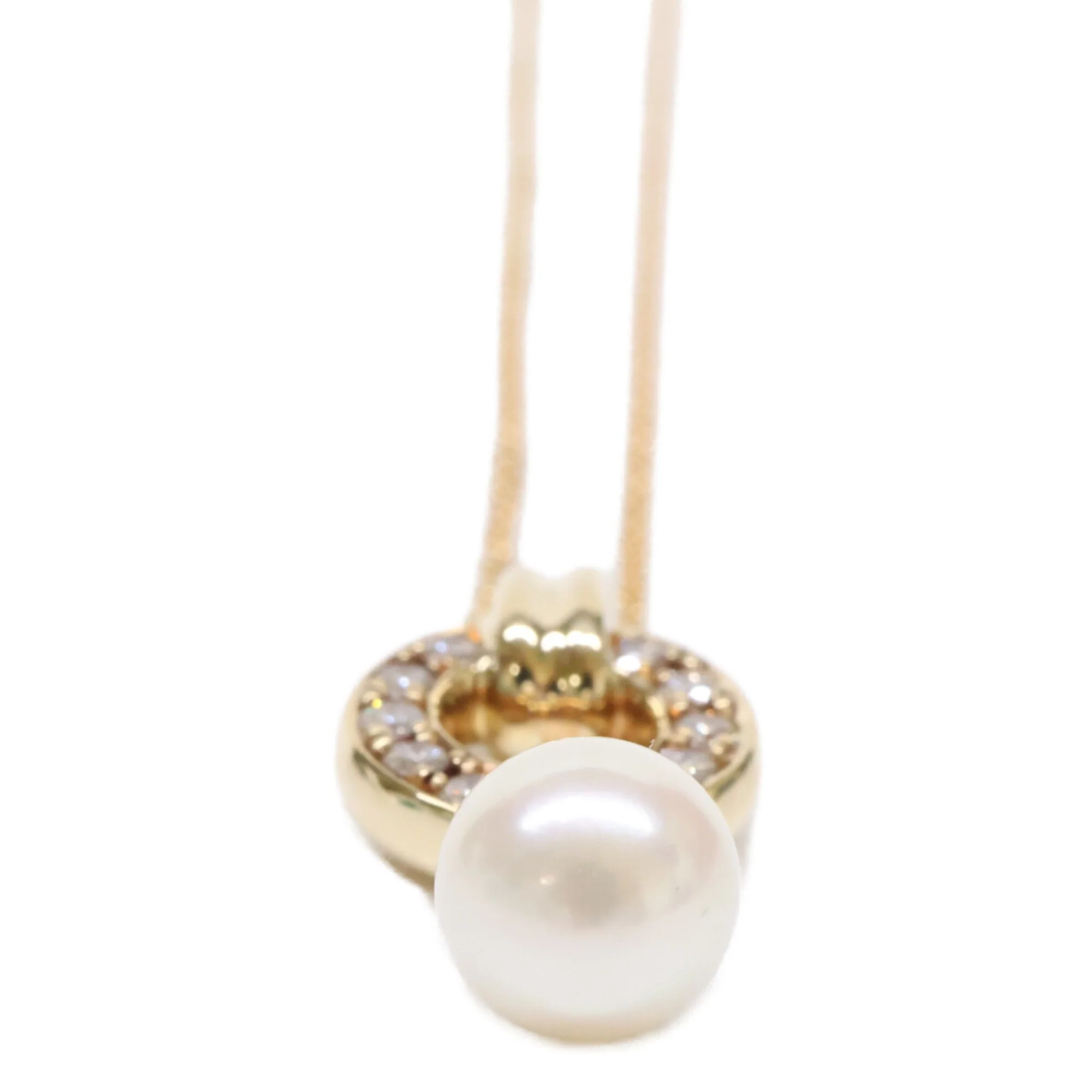 Pendant Necklace 18K Yellow Gold with Diamond and Pearl - Image 4