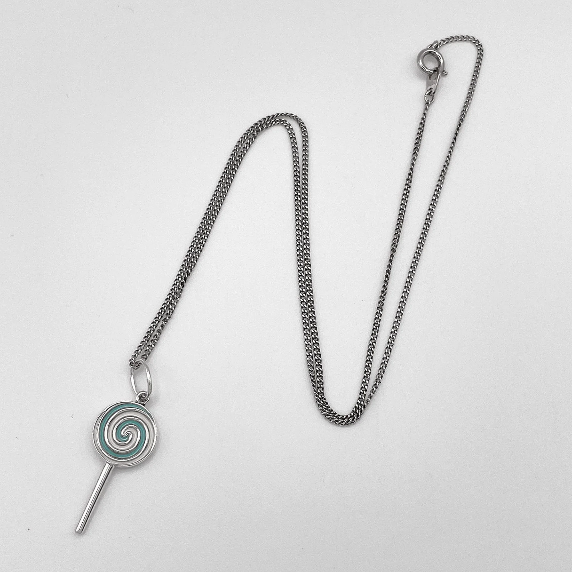 Pendant Necklace Enamel and Sterling Silver - Image 4