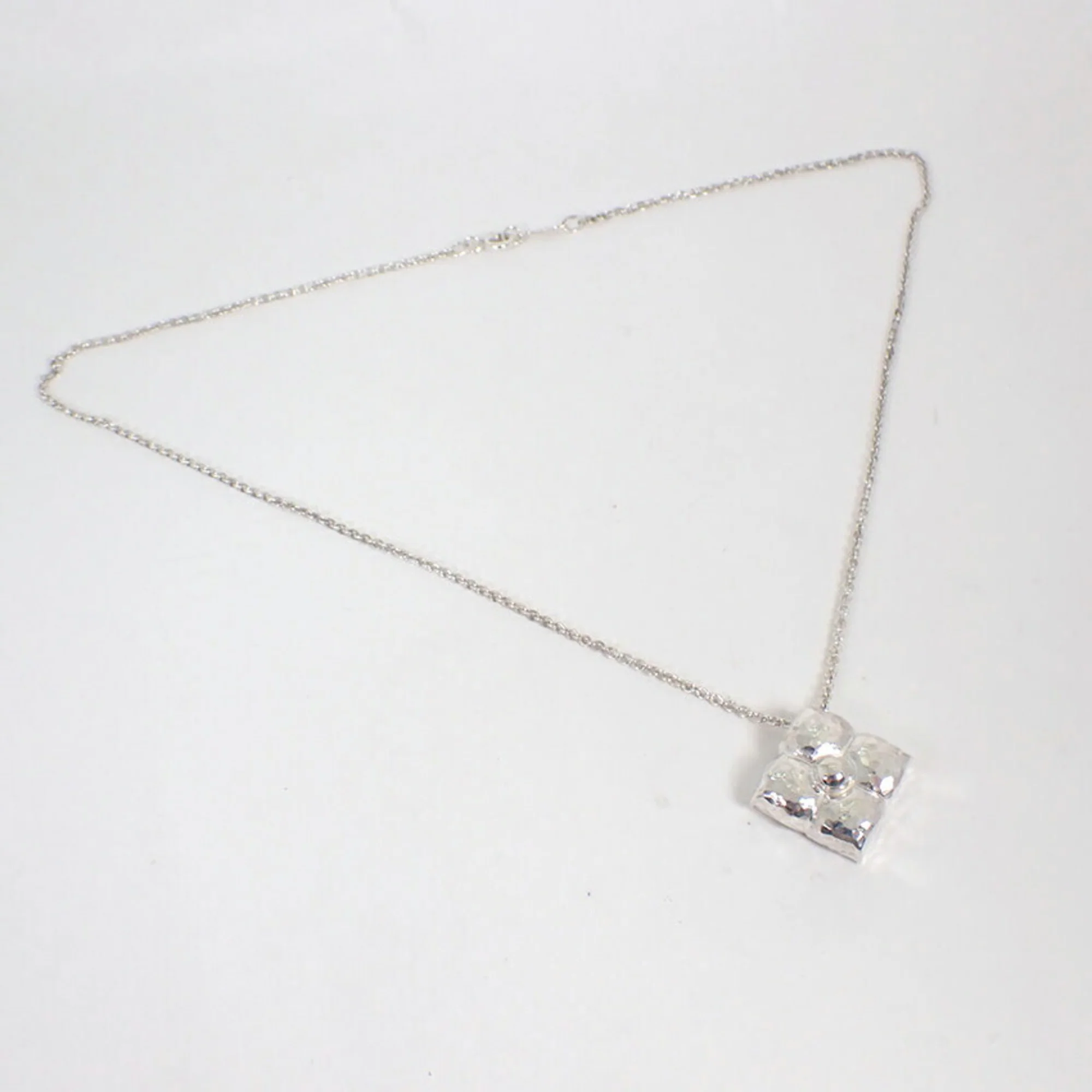 Pendant Necklace Sterling Silver Hammered Flower - Image 4