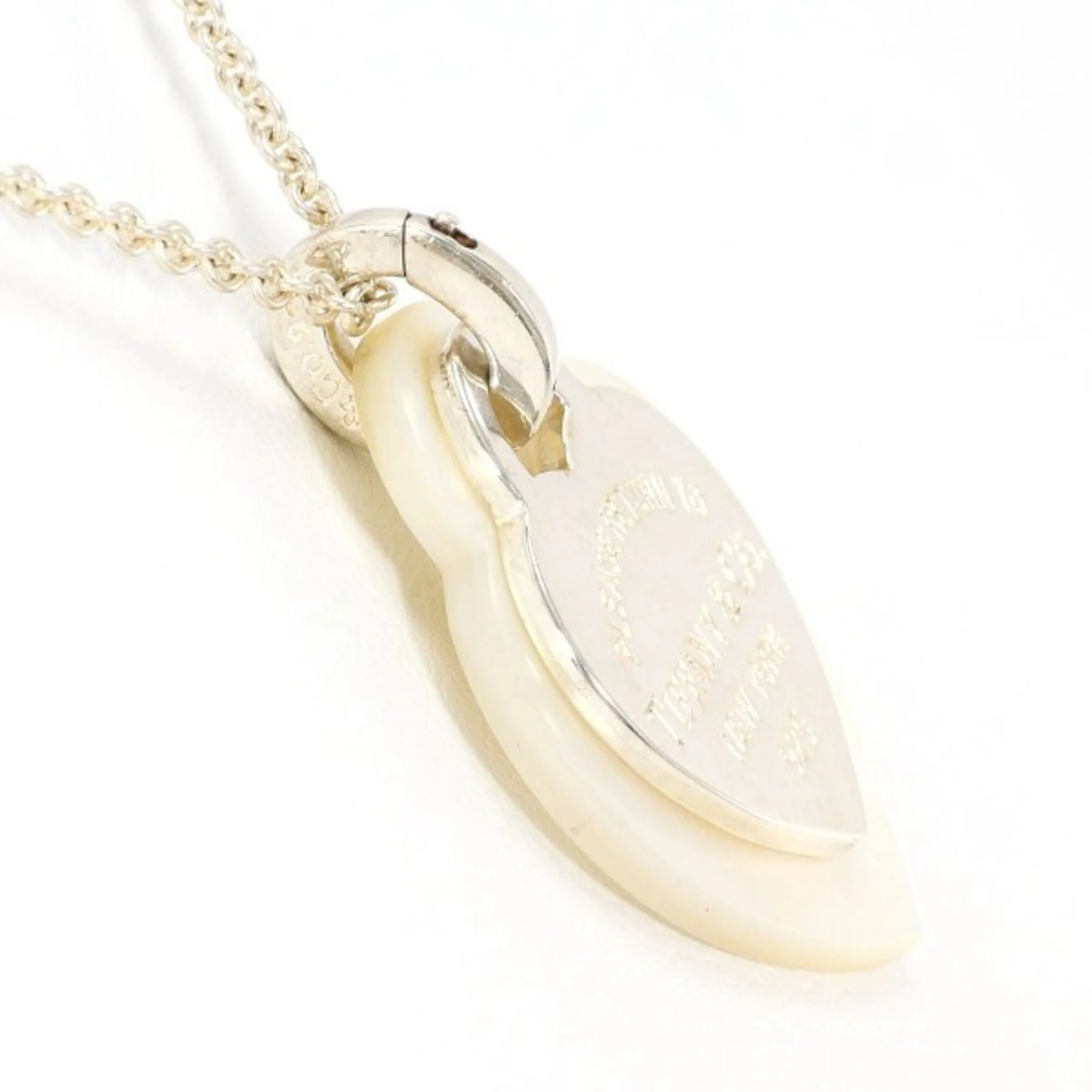 Return To Double Heart Pendant Necklace Sterling Silver with Shell - Image 2