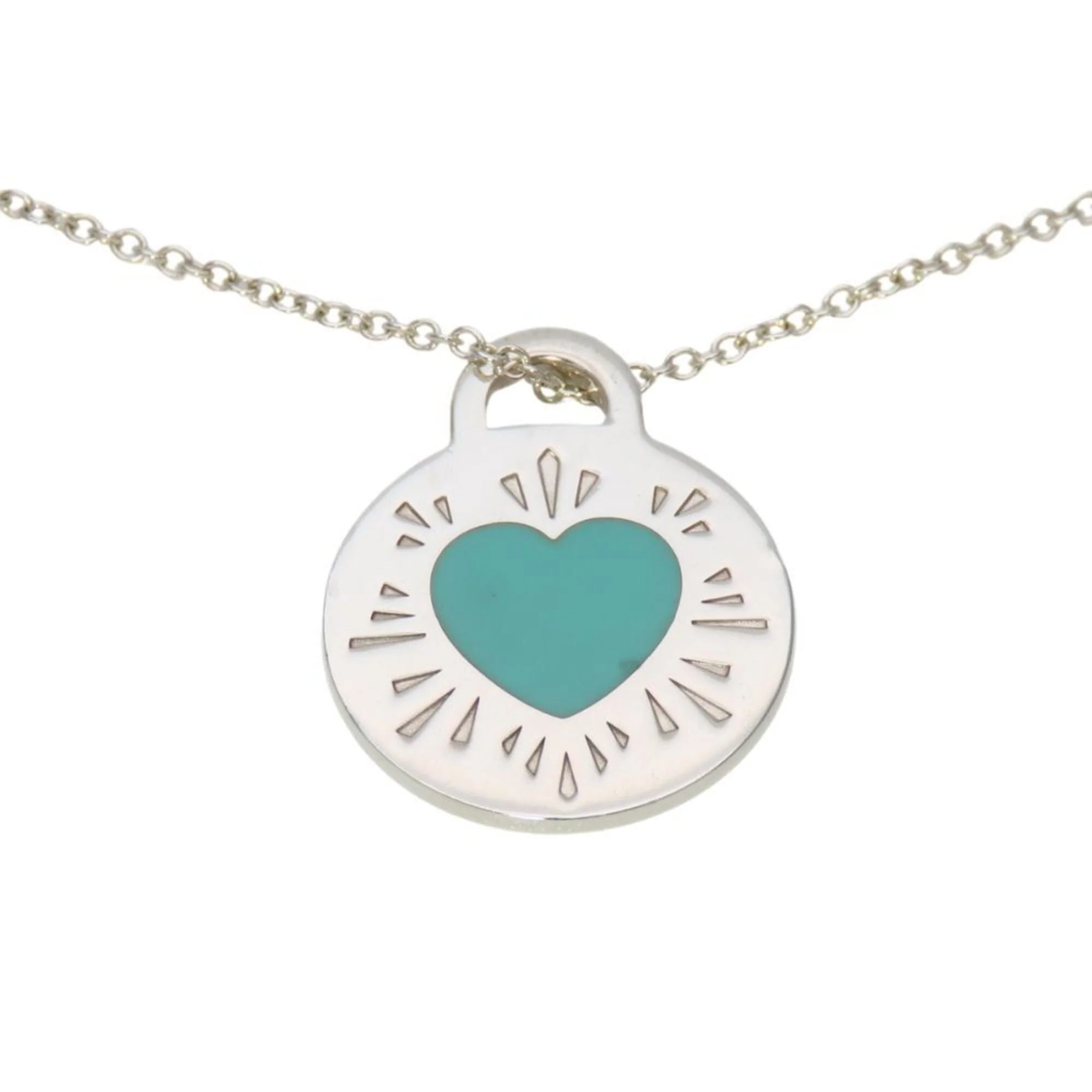 Return To Round Heart Pendant Necklace Sterling Silver Blue - Image 3