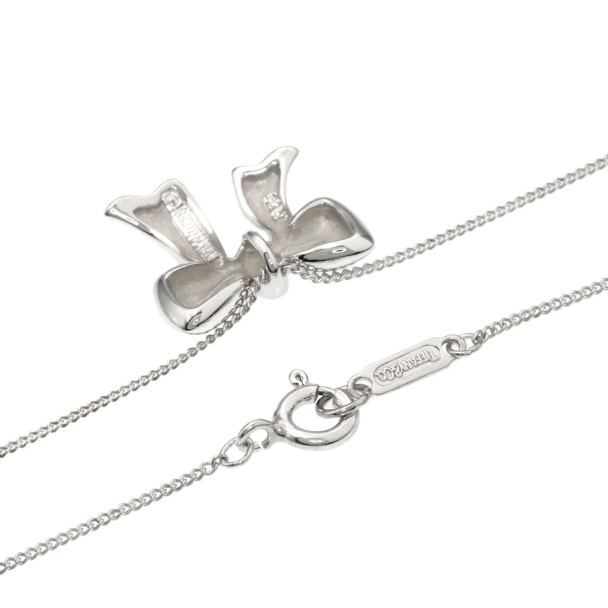 Ribbon Motif Pendant Necklace Sterling Silver - Image 2