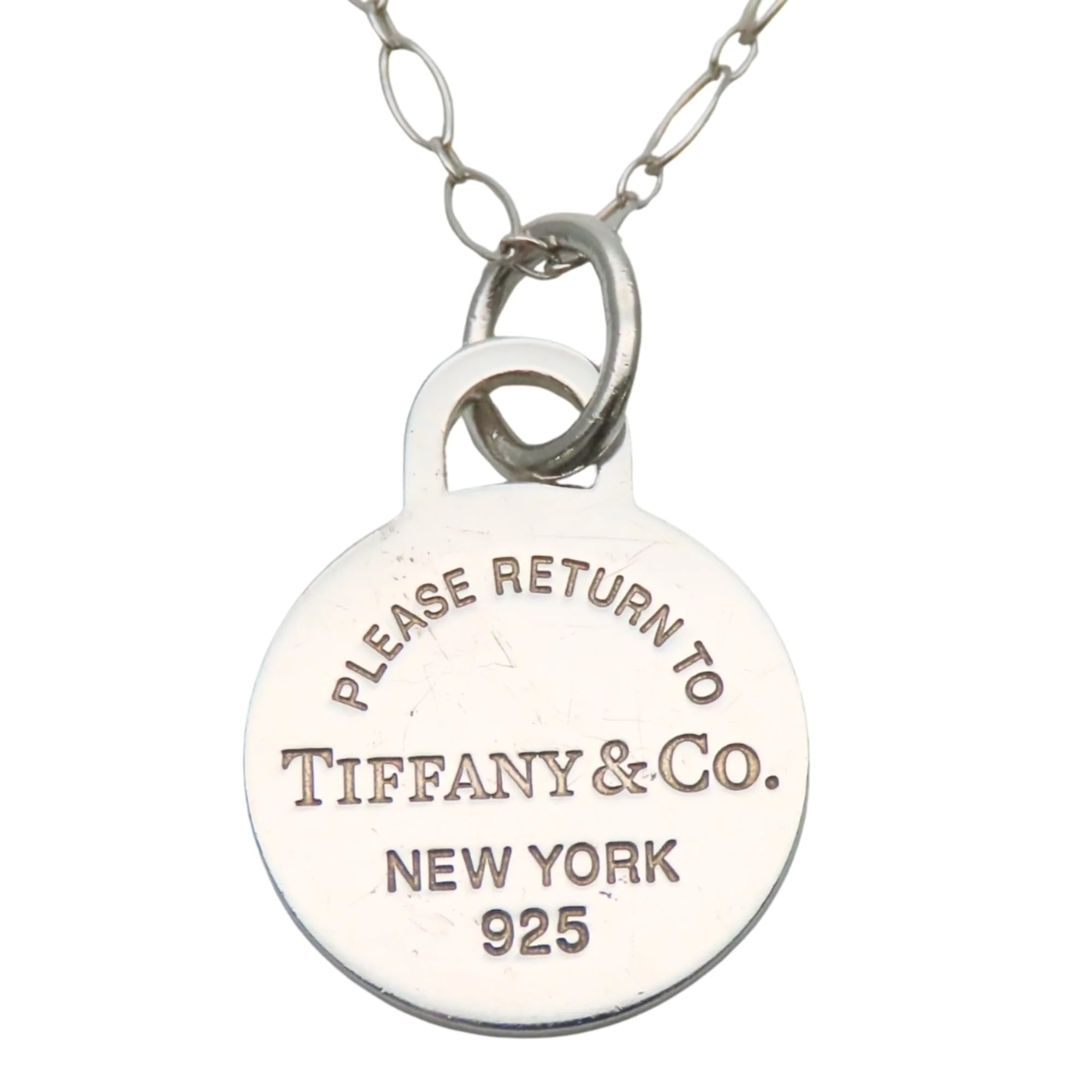 Round Tag Pendant Necklace Sterling Silver
