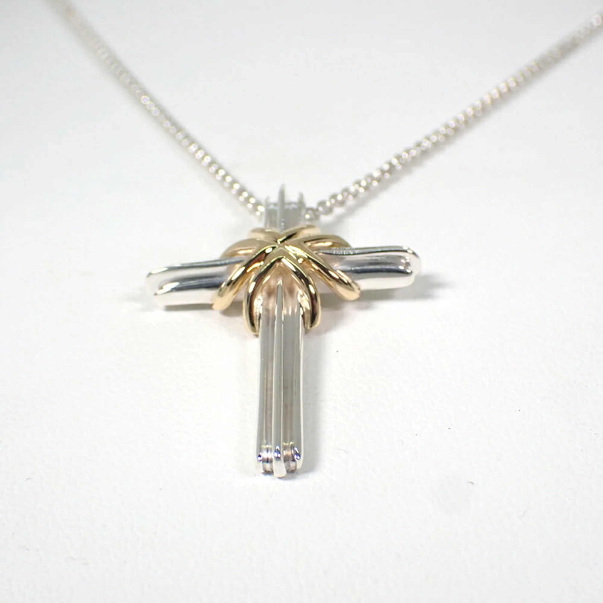 Signature Cross Pendant Necklace Sterling Silver and 18K Yellow Gold - Image 5