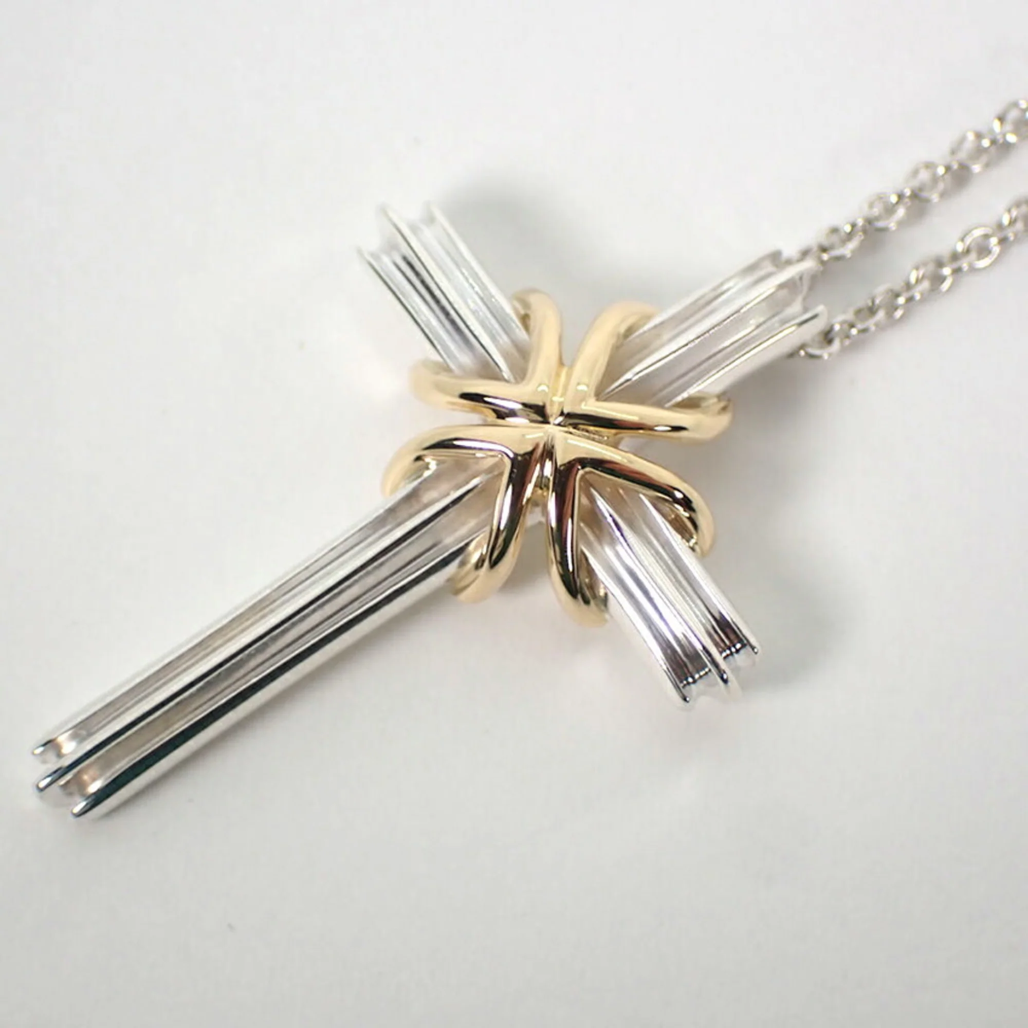 Signature Cross Pendant Necklace Sterling Silver and 18K Yellow Gold - Image 7