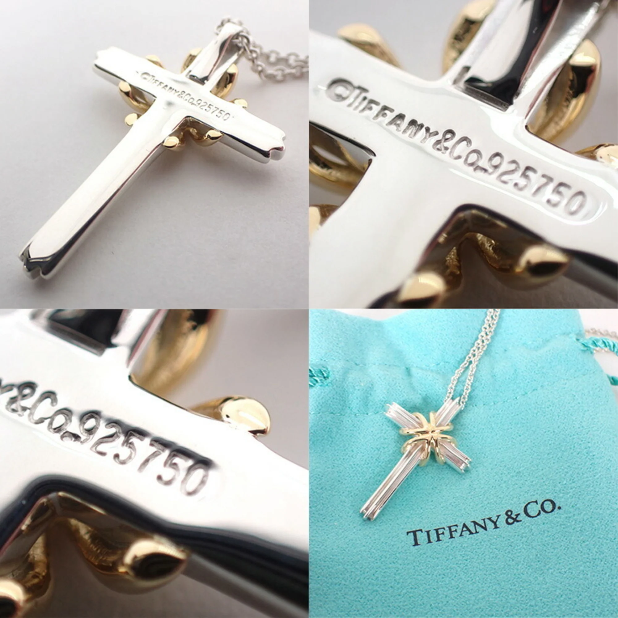 Signature Cross Pendant Necklace Sterling Silver and 18K Yellow Gold - Image 9