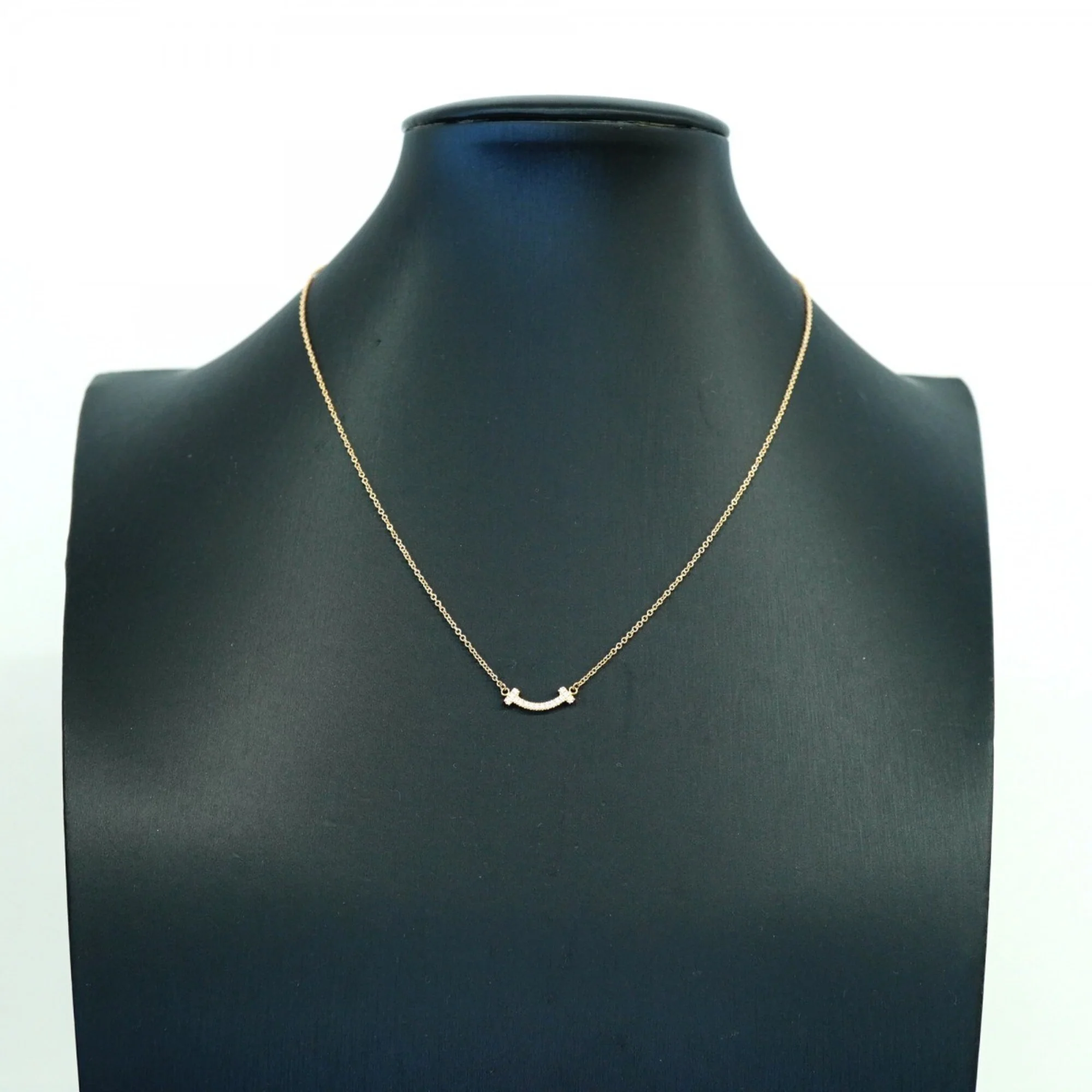 T Smile Mini Pendant Necklace 18K Rose Gold with Diamonds - Image 6