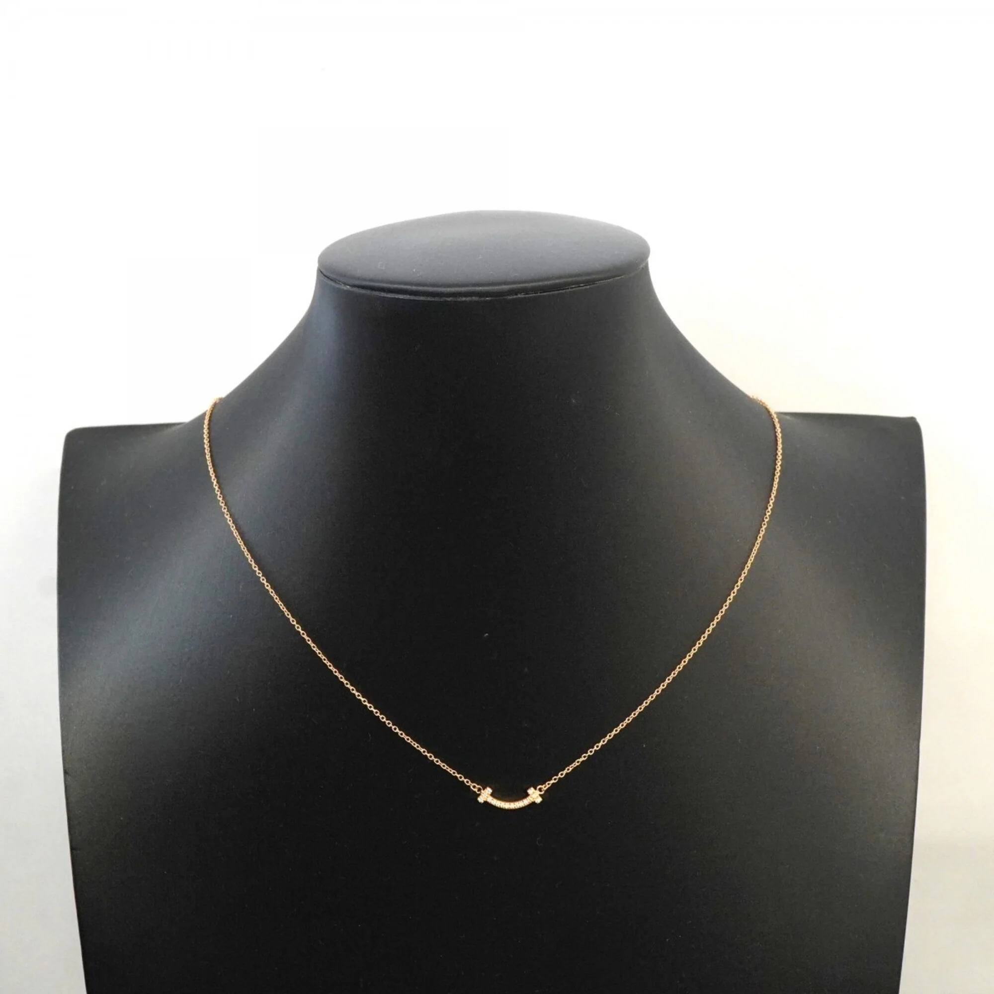 T Smile Mini Pendant Necklace 18K Rose Gold with Diamonds - Image 6