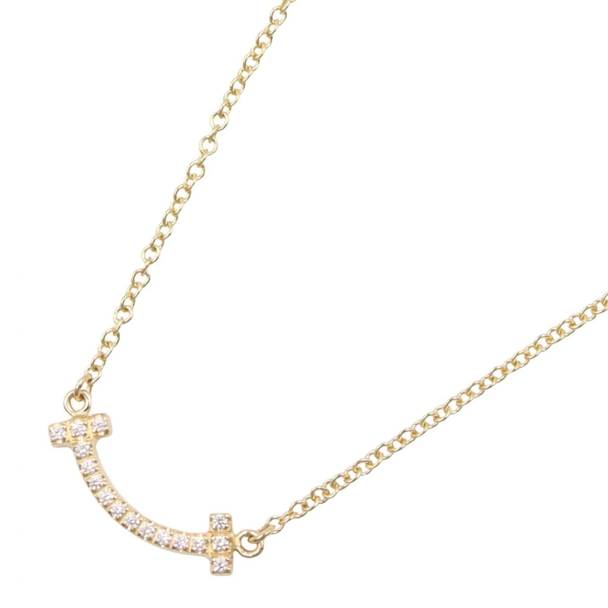 T Smile Mini Pendant Necklace 18K Yellow Gold with Diamonds
