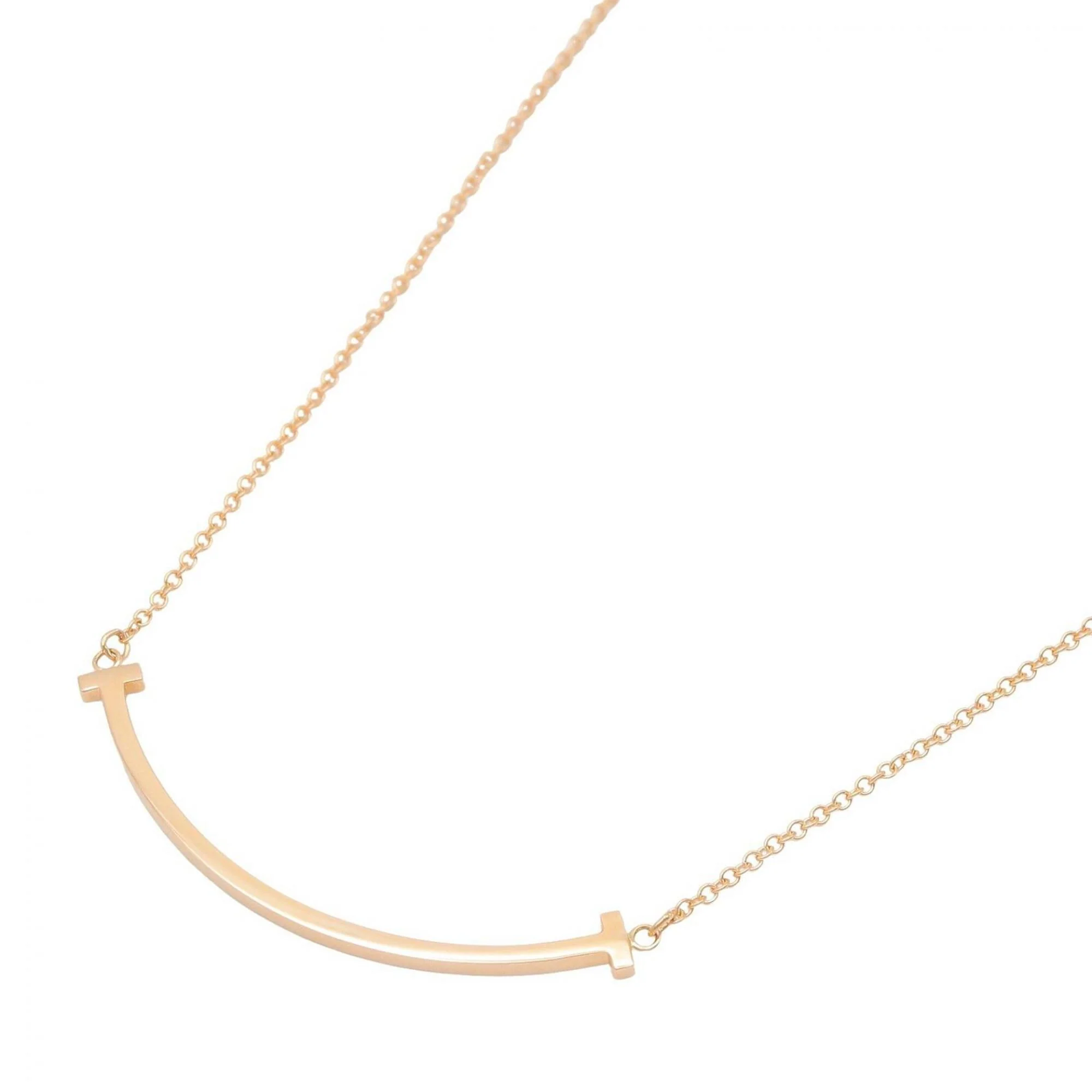 T Smile Pendant Necklace 18K Rose Gold