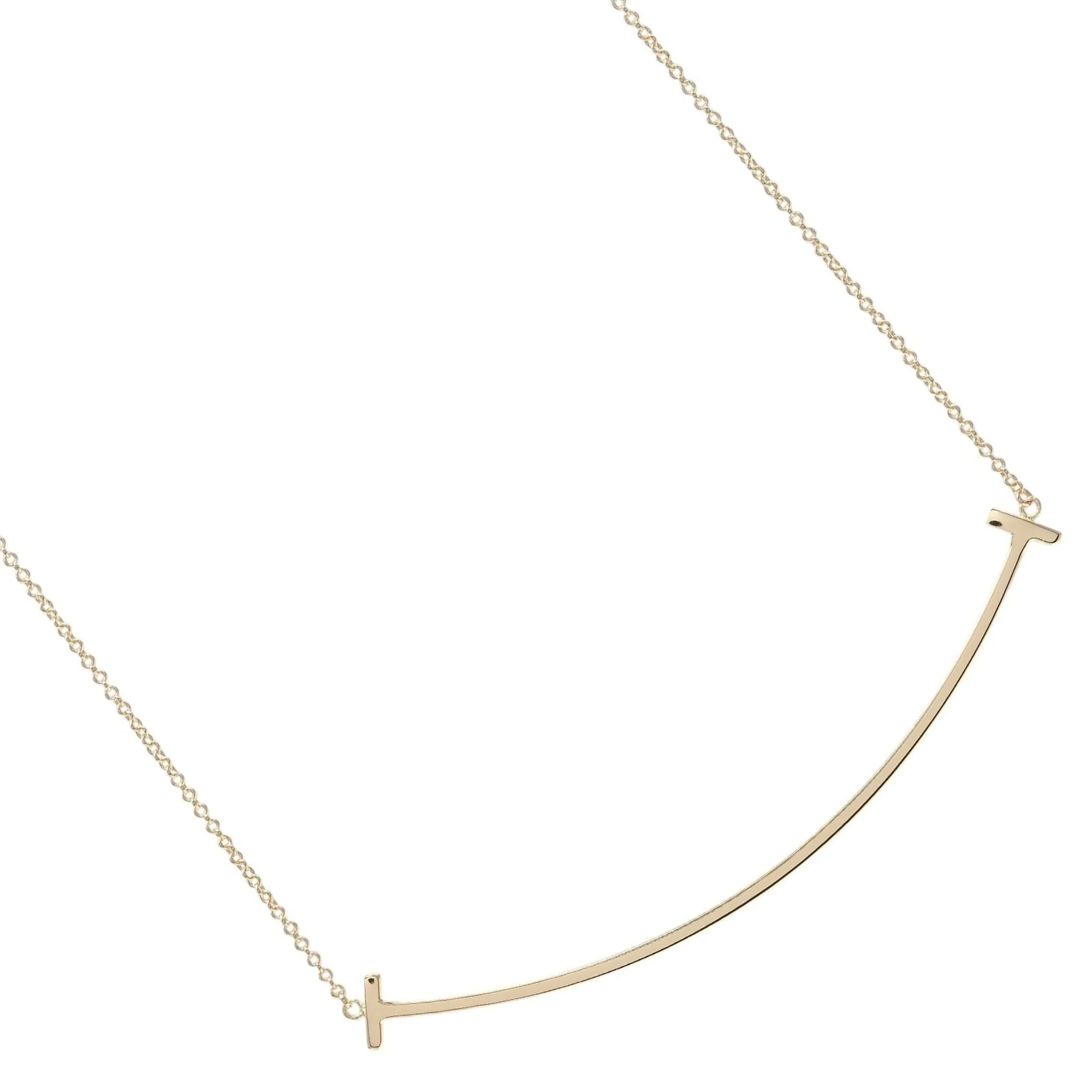 T Smile Pendant Necklace 18K Rose Gold