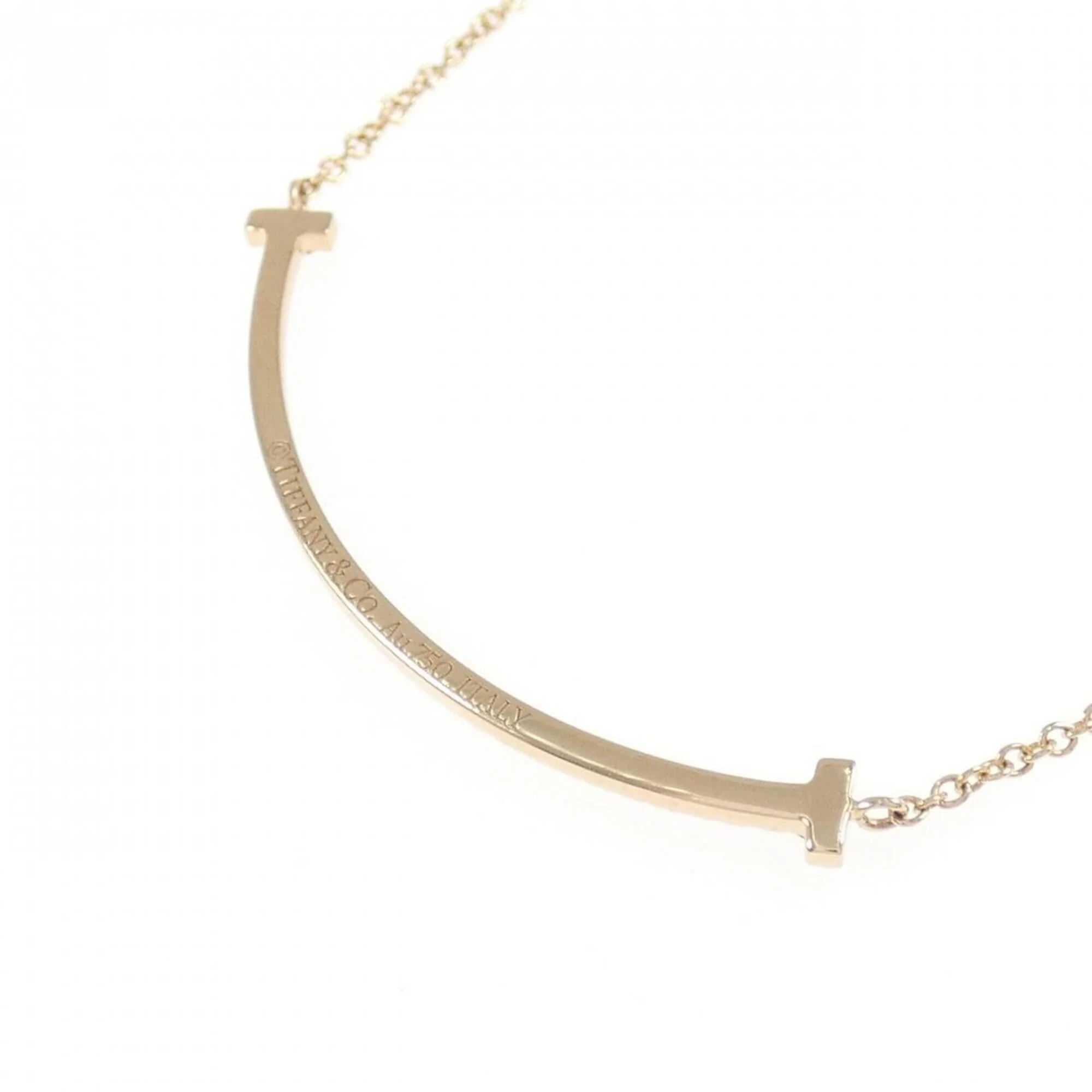 T Smile Pendant Necklace 18K Rose Gold with Diamonds - Image 4