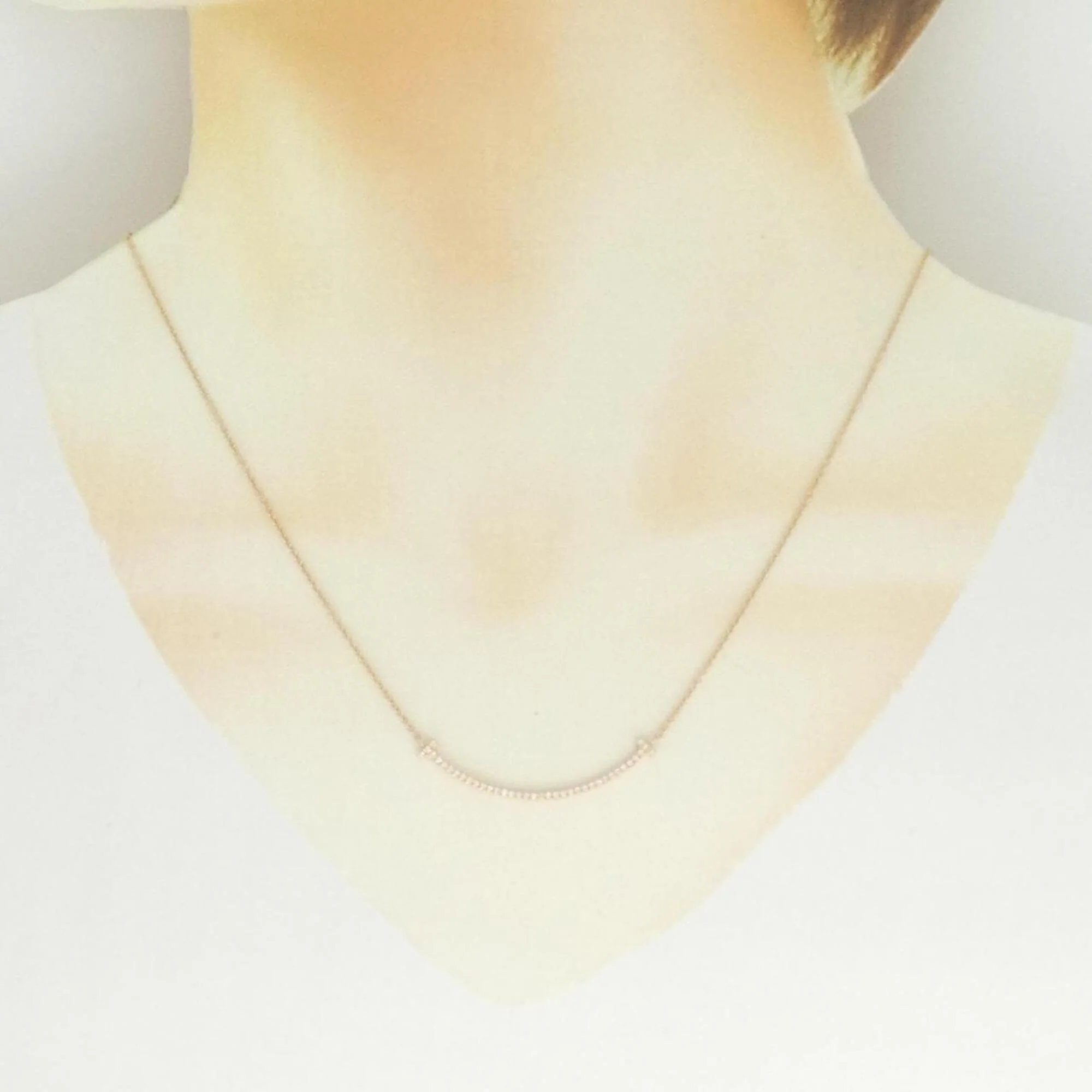 T Smile Pendant Necklace 18K Rose Gold with Diamonds - Image 6