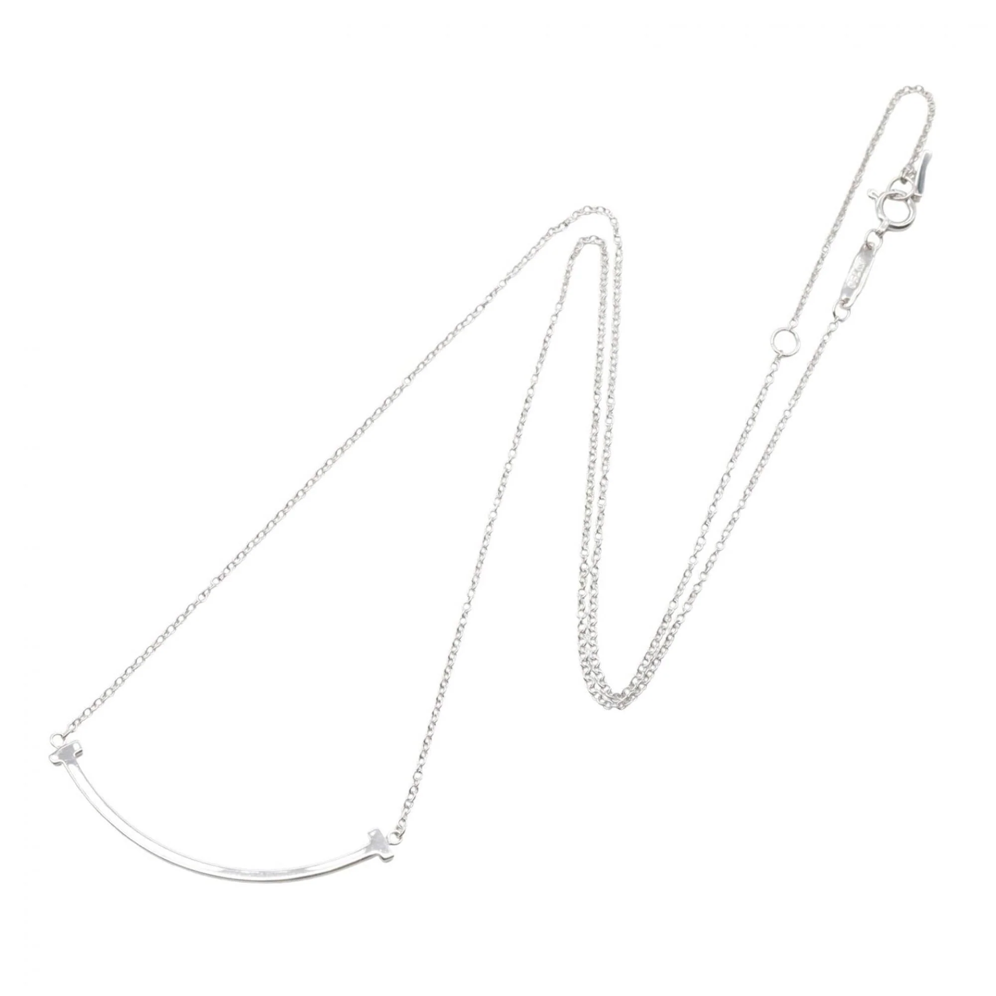 T Smile Pendant Necklace 18K White Gold - Image 2