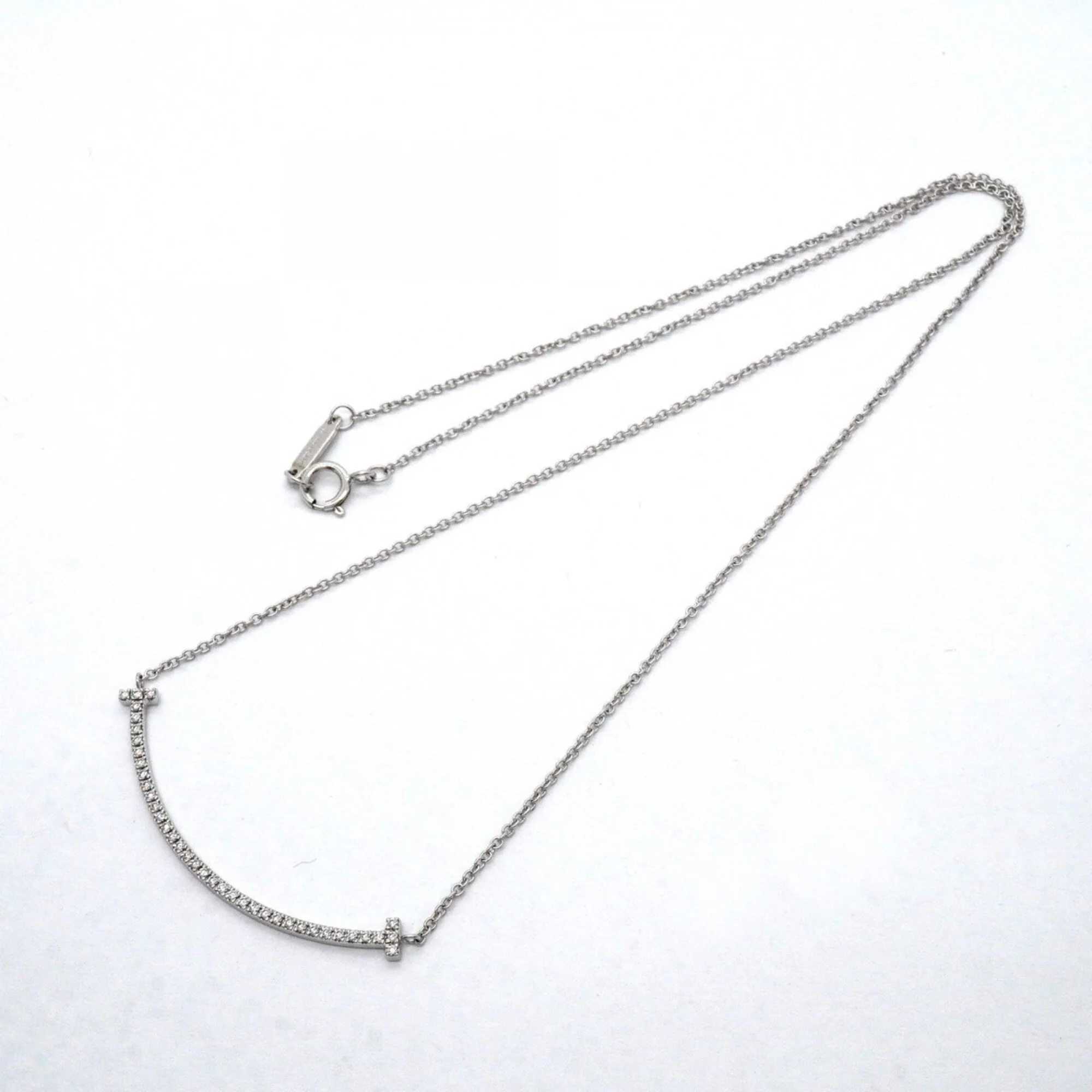 T Smile Pendant Necklace 18K White Gold with Diamonds - Image 3