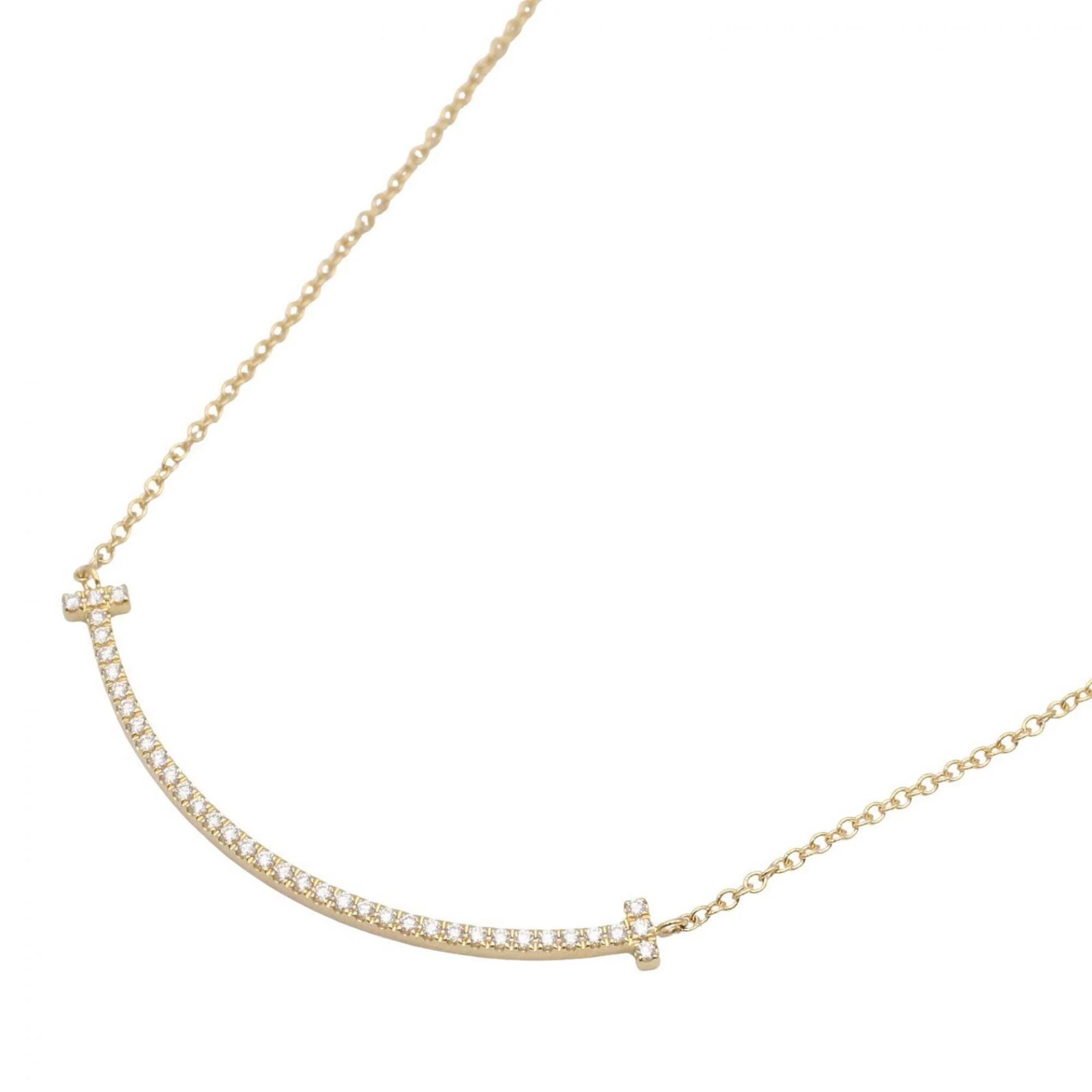 T Smile Pendant Necklace 18K Yellow Gold with Diamonds