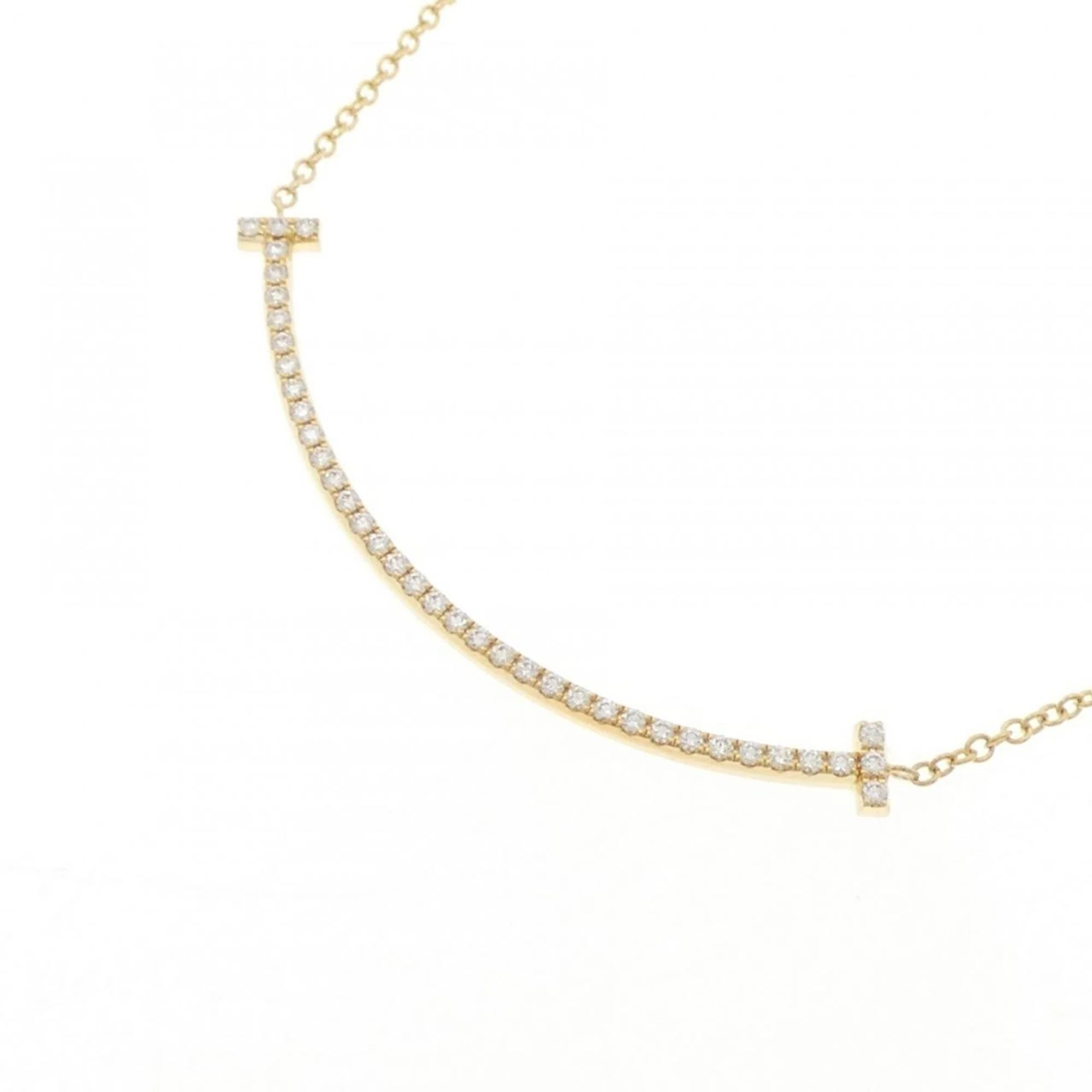 T Smile Pendant Necklace 18K Yellow Gold with Diamonds - Image 3