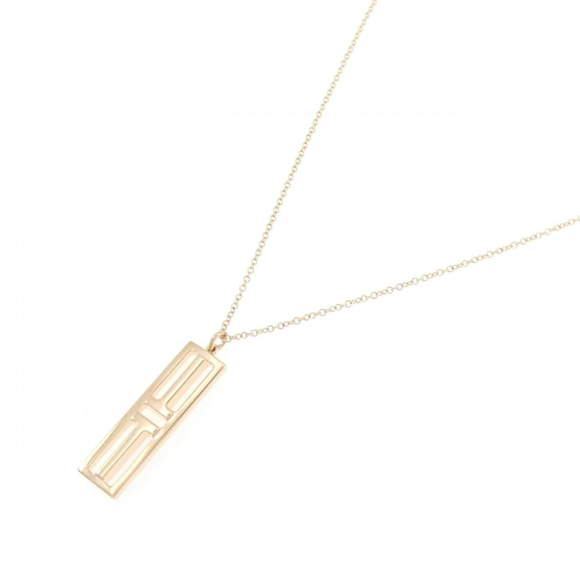 T Two Open Vertical Bar Pendant Necklace 18K Rose Gold - Image 2