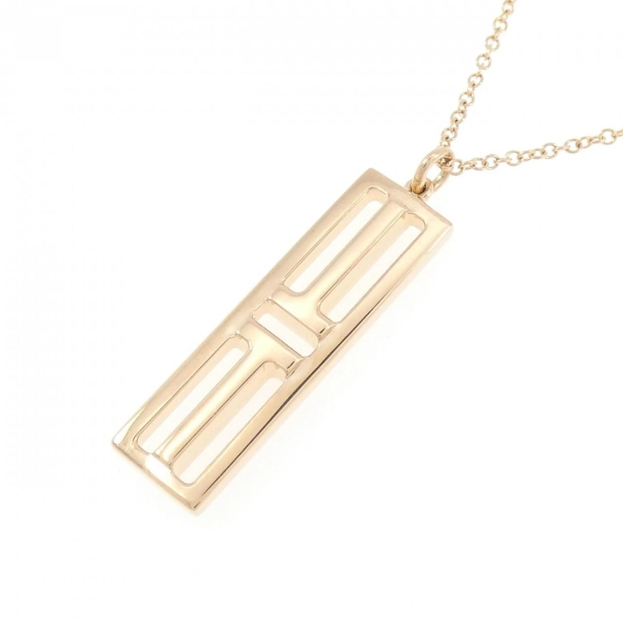 T Two Open Vertical Bar Pendant Necklace 18K Rose Gold - Image 3