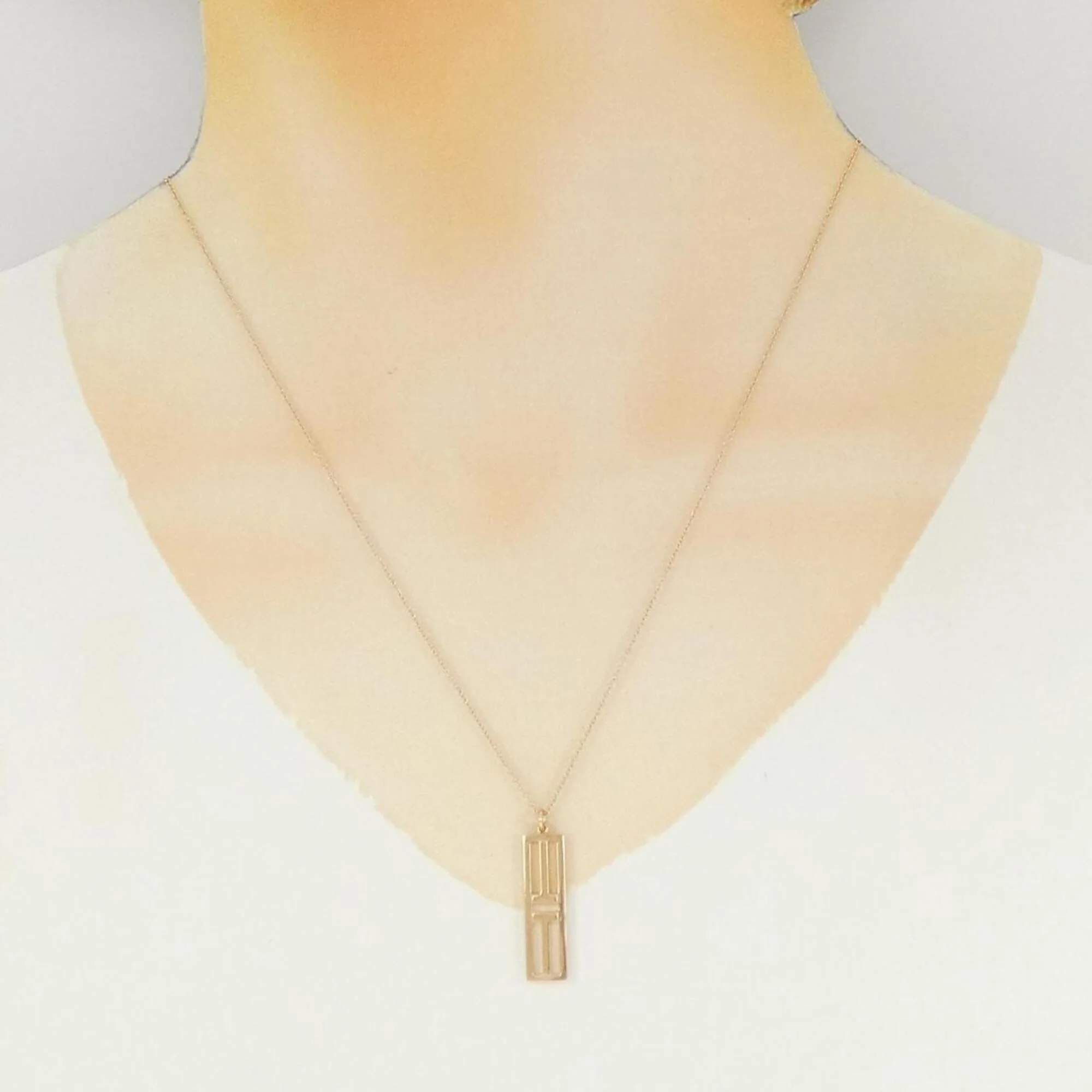 T Two Open Vertical Bar Pendant Necklace 18K Rose Gold - Image 5