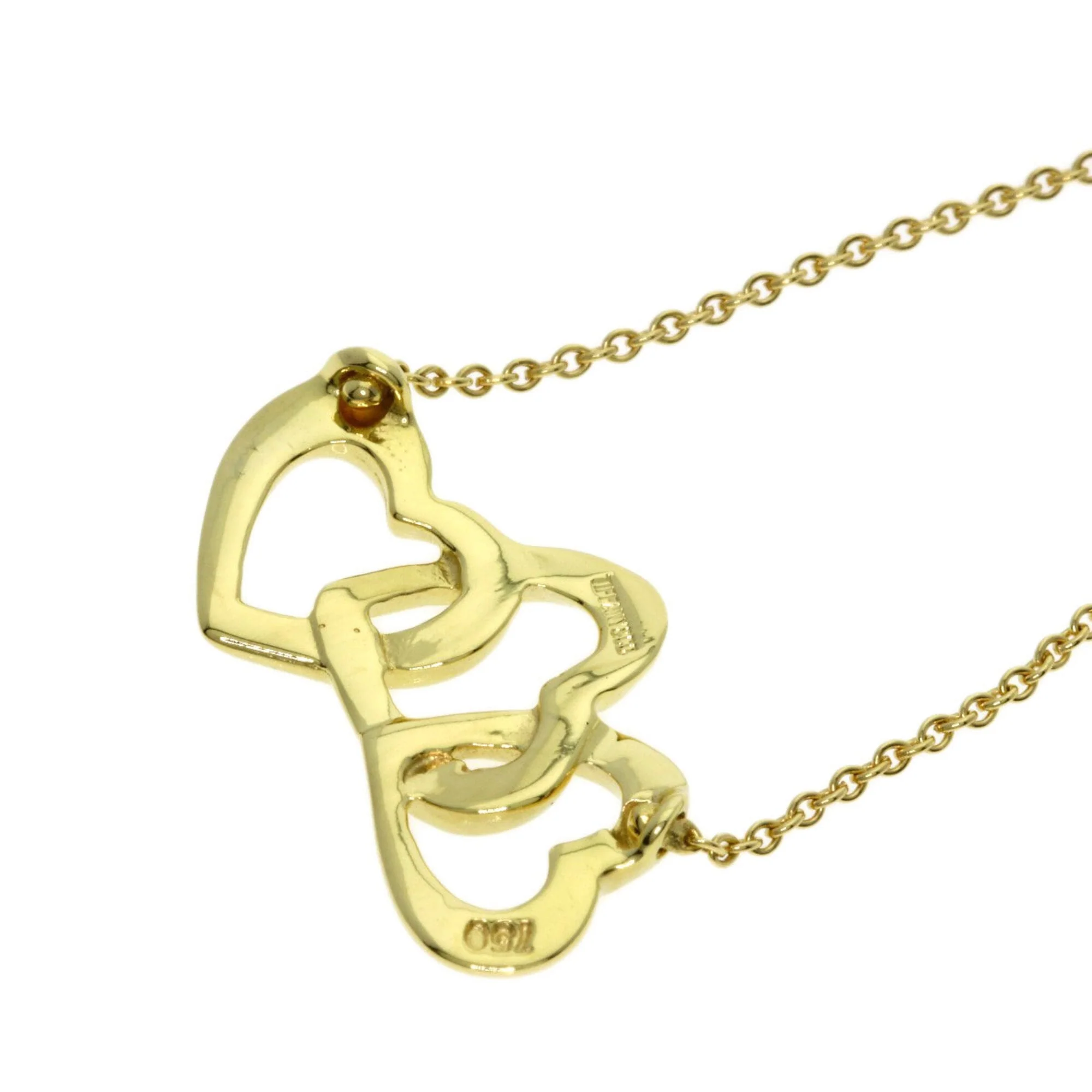 Triple Heart Pendant Necklace 18K Yellow Gold - Image 5