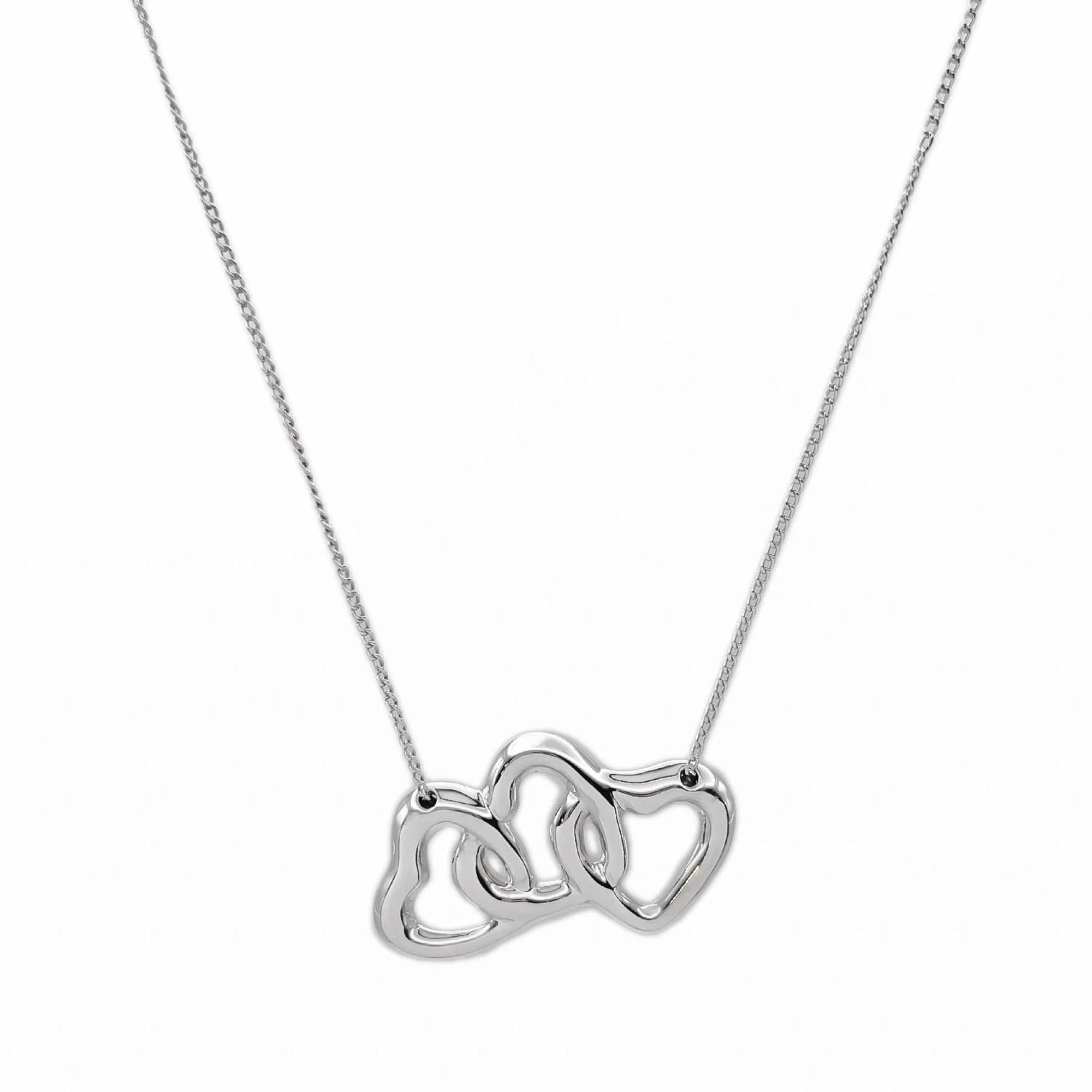 Triple Heart Pendant Necklace Sterling Silver