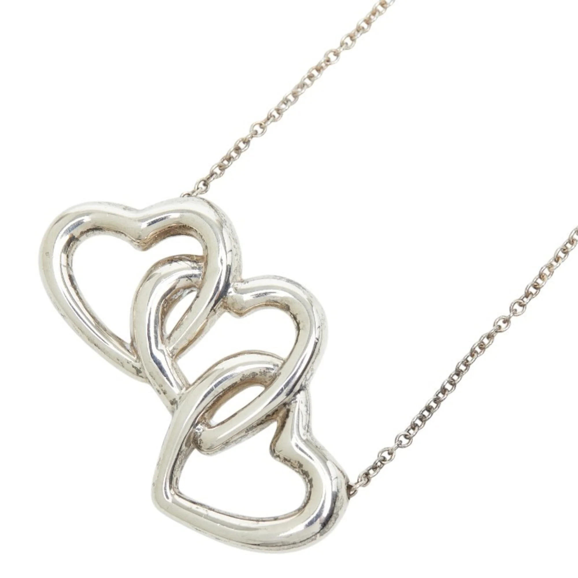 Triple Heart Pendant Necklace Sterling Silver