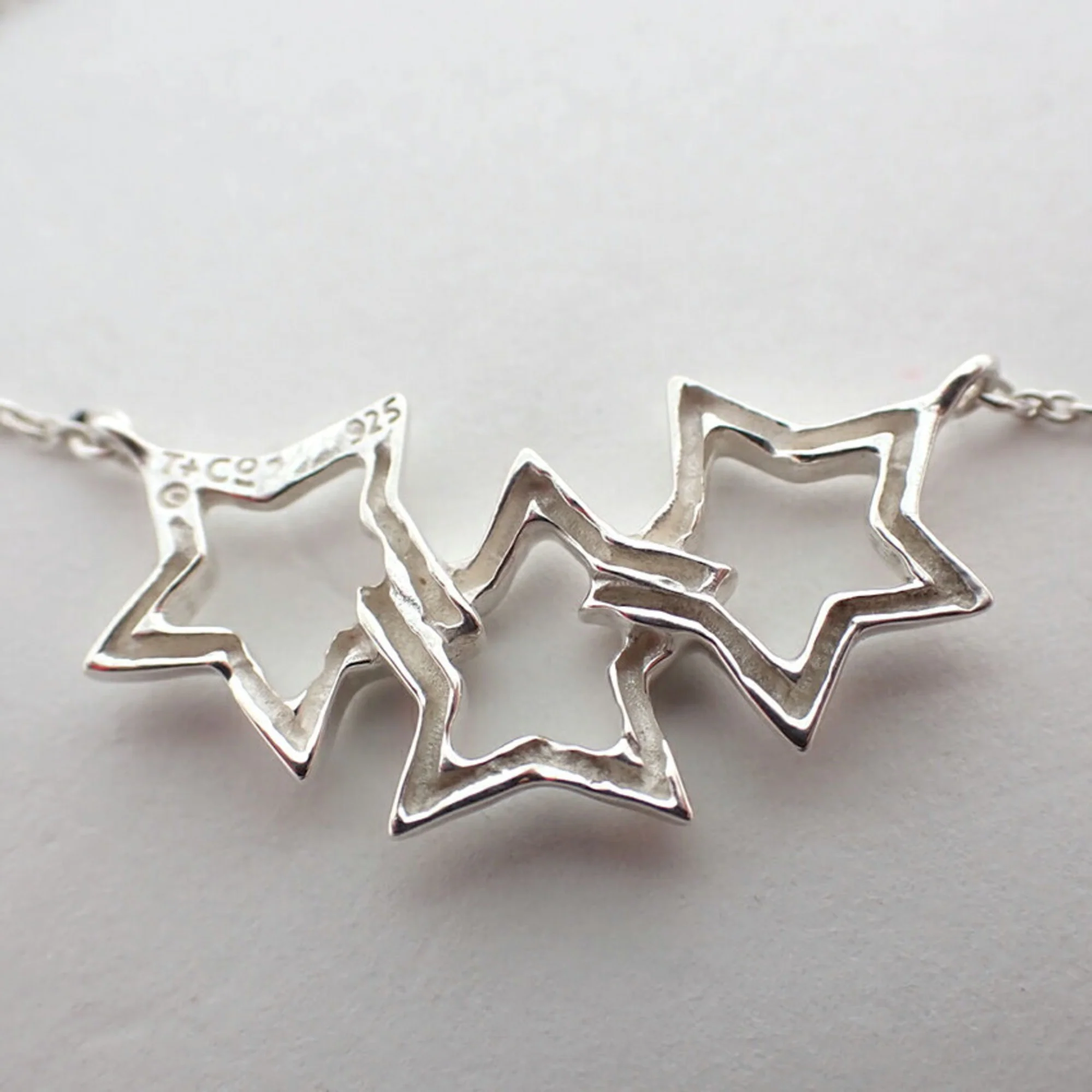 Triple Star Pendant Necklace Sterling Silver - Image 9