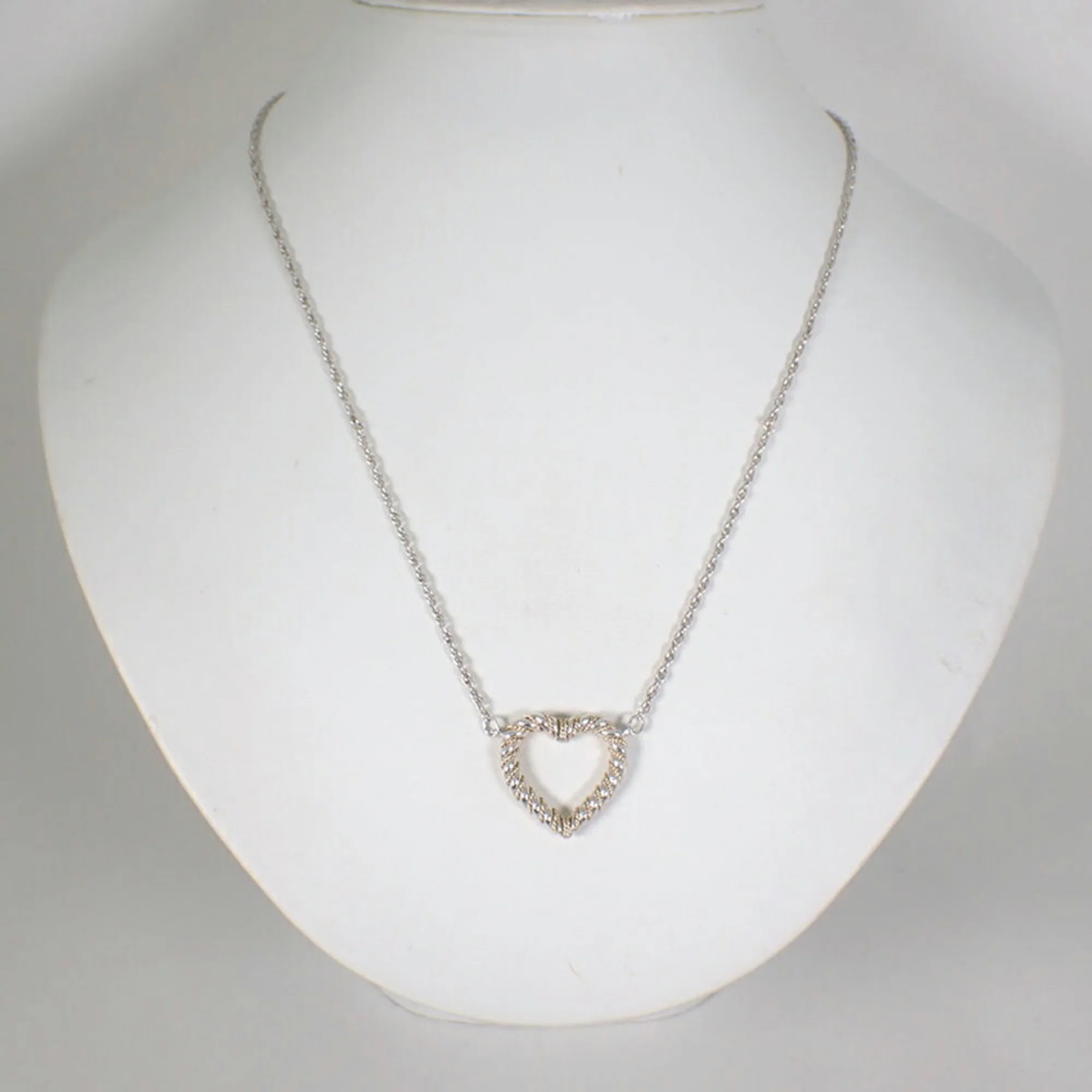 Twist Heart Combination Pendant Necklace Sterling Silver and 18K Yellow Gold - Image 3