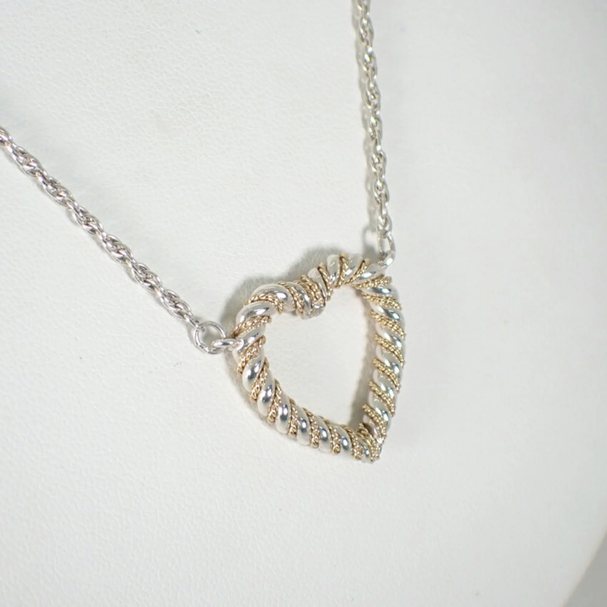 Twist Heart Combination Pendant Necklace Sterling Silver and 18K Yellow Gold - Image 4