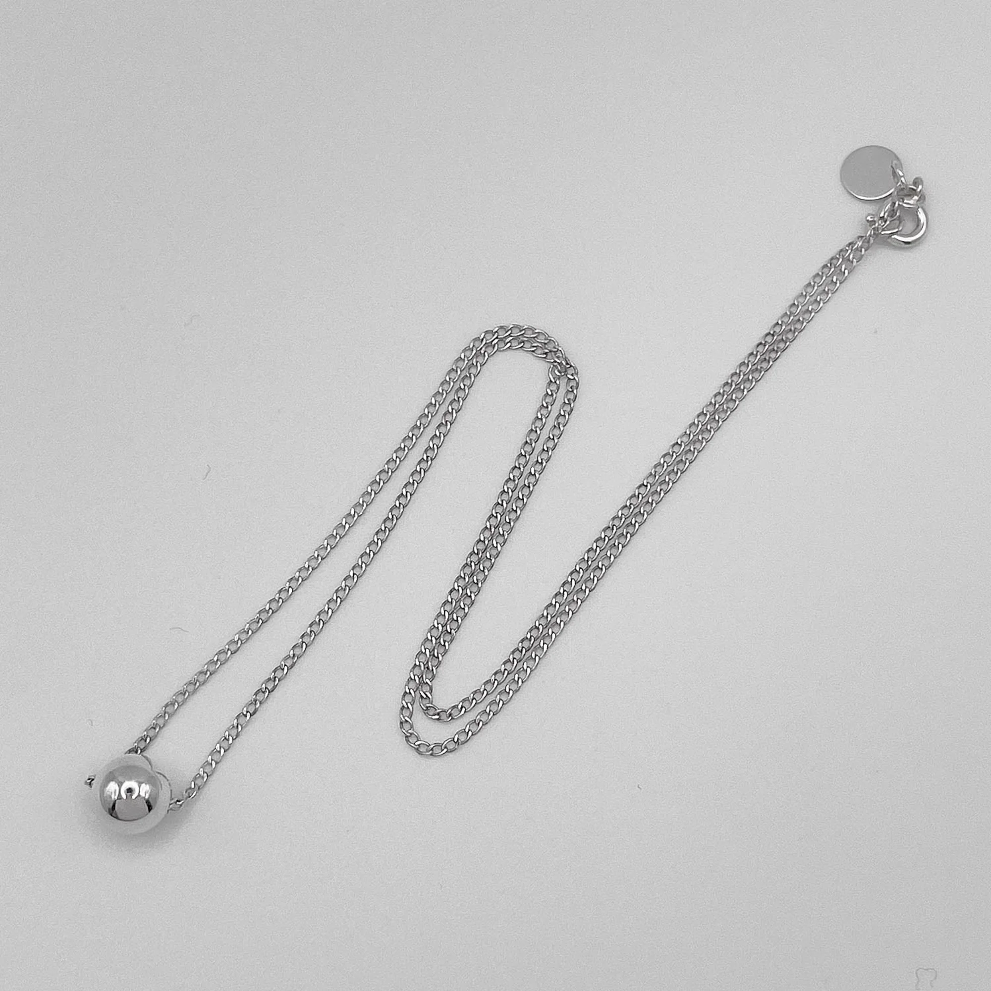 Vintage Ball Dangle Pendant Necklace Sterling Silver - Image 3