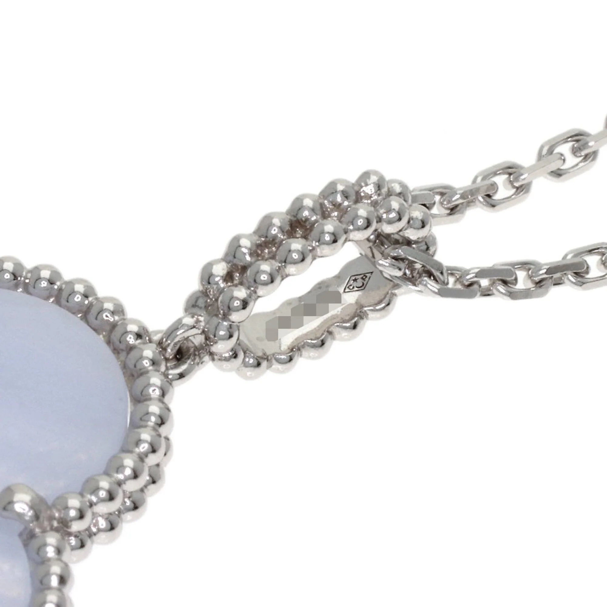 Alhambra Pendant Necklace 18K White Gold and Chalcedony - Image 5