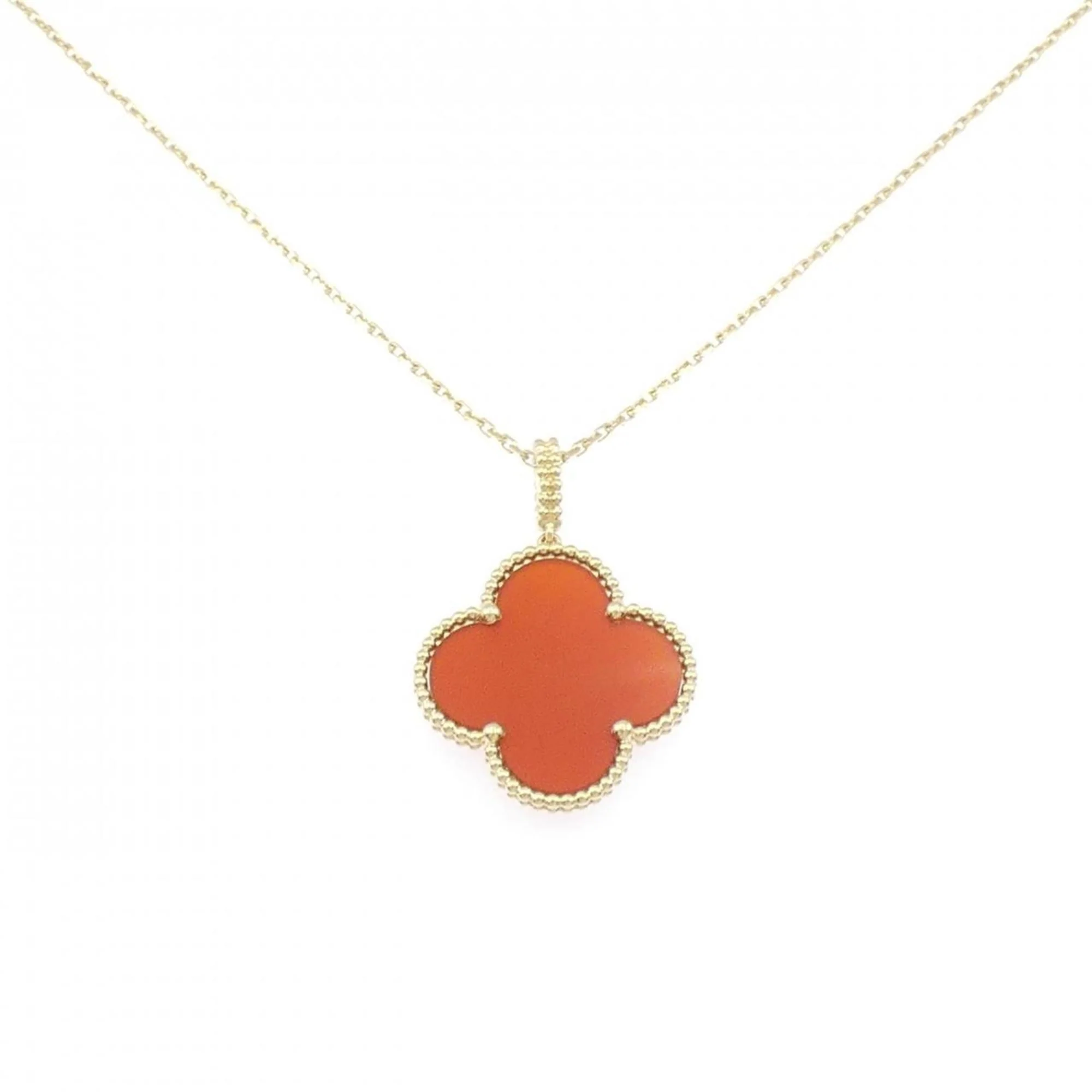 Alhambra Pendant Necklace 18K Yellow Gold and Carnelian