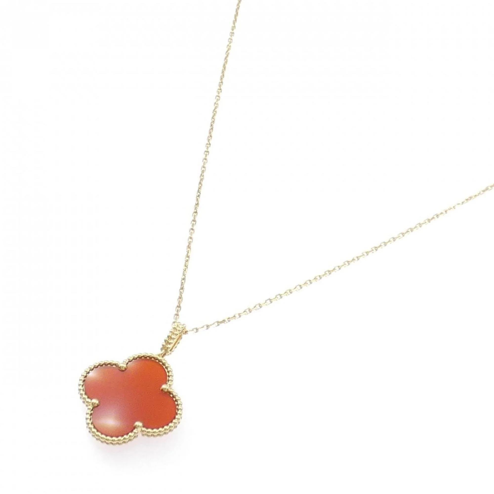 Alhambra Pendant Necklace 18K Yellow Gold and Carnelian - Image 2