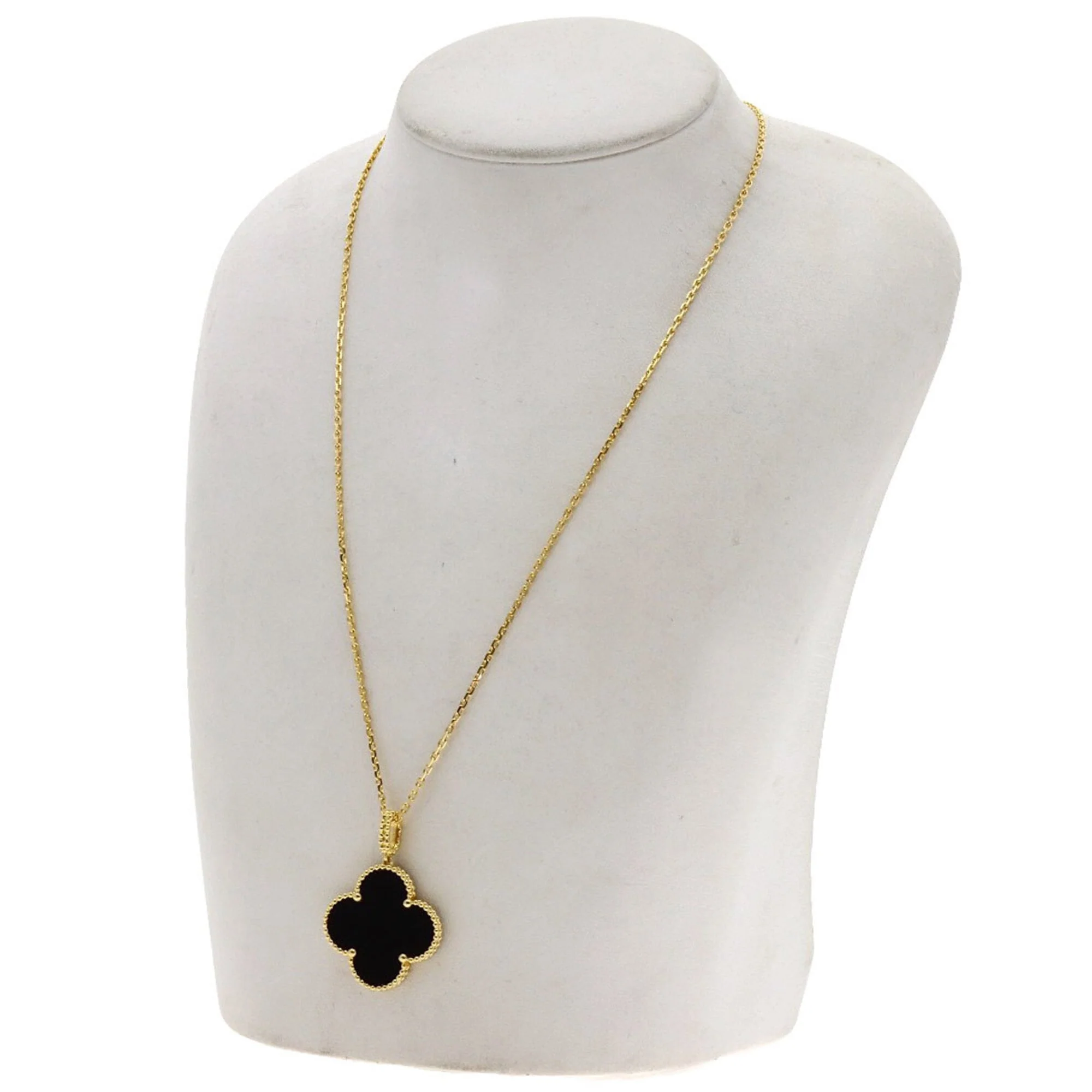 Alhambra Pendant Necklace 18K Yellow Gold and Onyx - Image 7