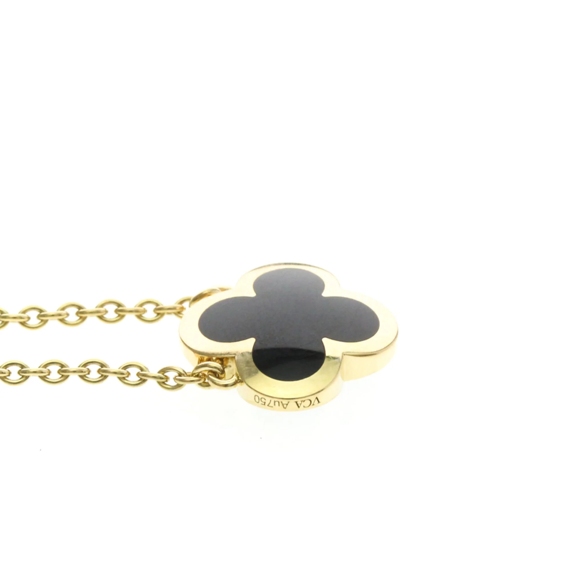 Alhambra Pendant Necklace 18K Yellow Gold and Onyx - Image 4