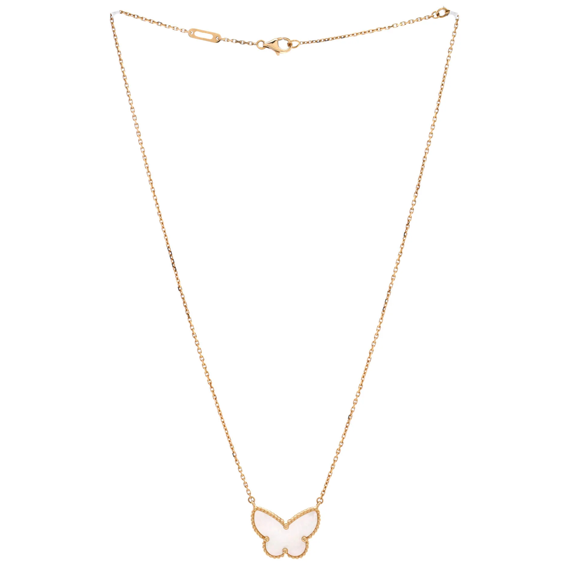 Lucky Alhambra Butterfly Pendant Necklace 18K Yellow Gold with Mother of Pearl - Image 2
