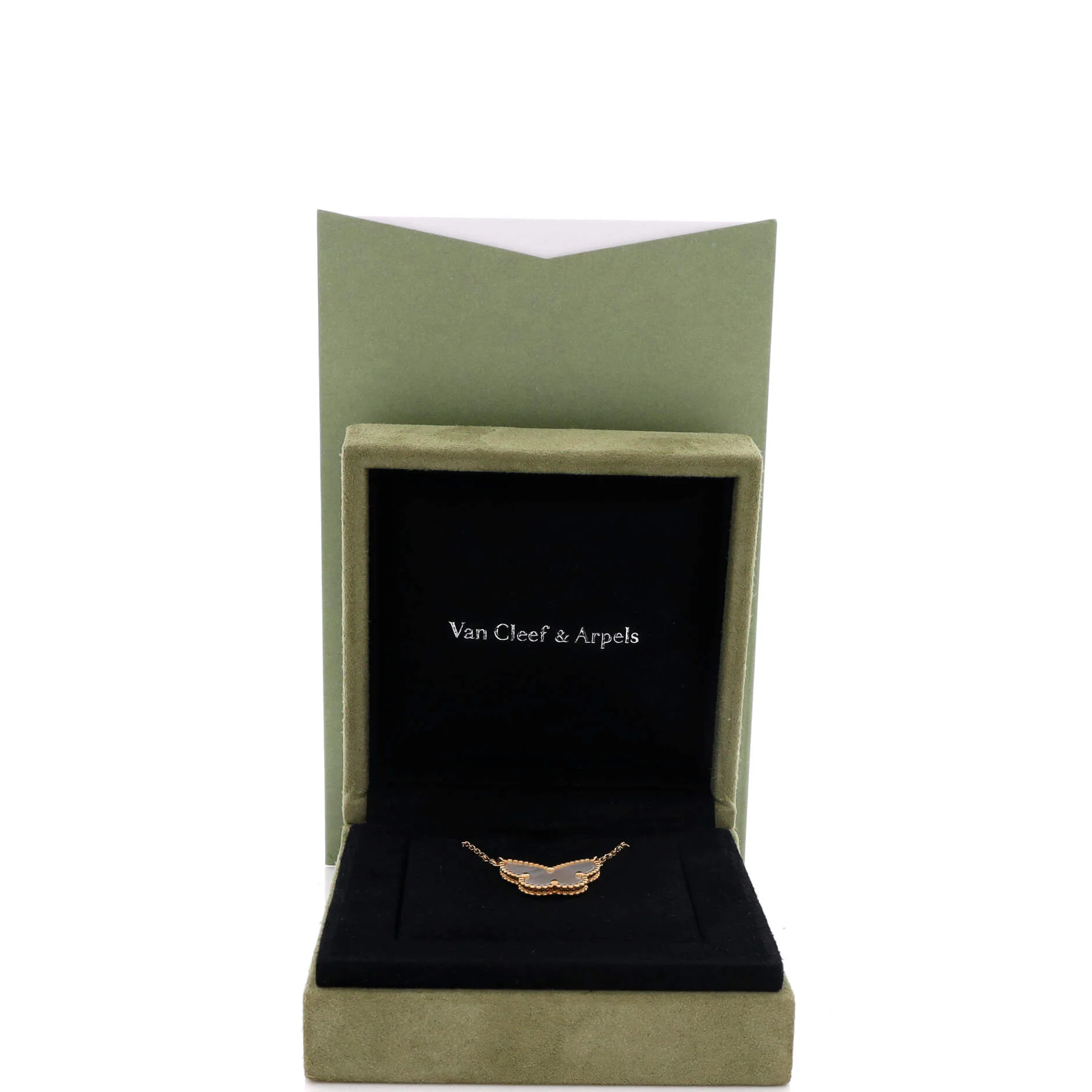 Lucky Alhambra Butterfly Pendant Necklace 18K Yellow Gold with Mother of Pearl - Image 2