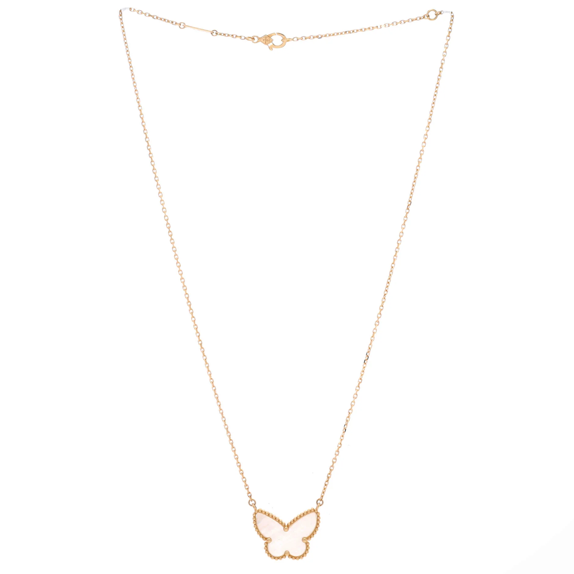 Lucky Alhambra Butterfly Pendant Necklace 18K Yellow Gold with Mother of Pearl - Image 3