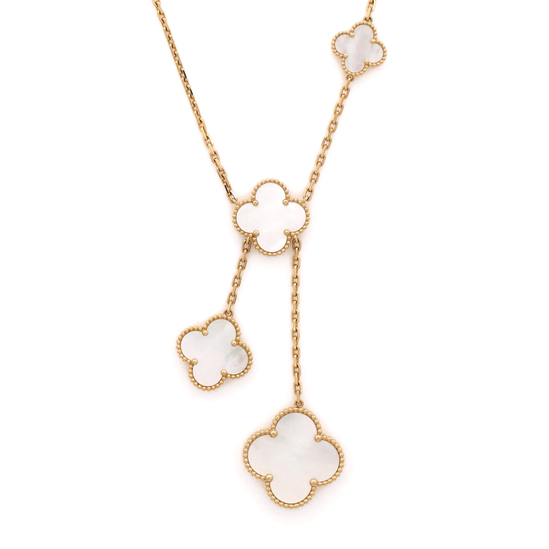 Magic Alhambra 6 Motifs Necklace 18K Yellow Gold and Mother of Pearl